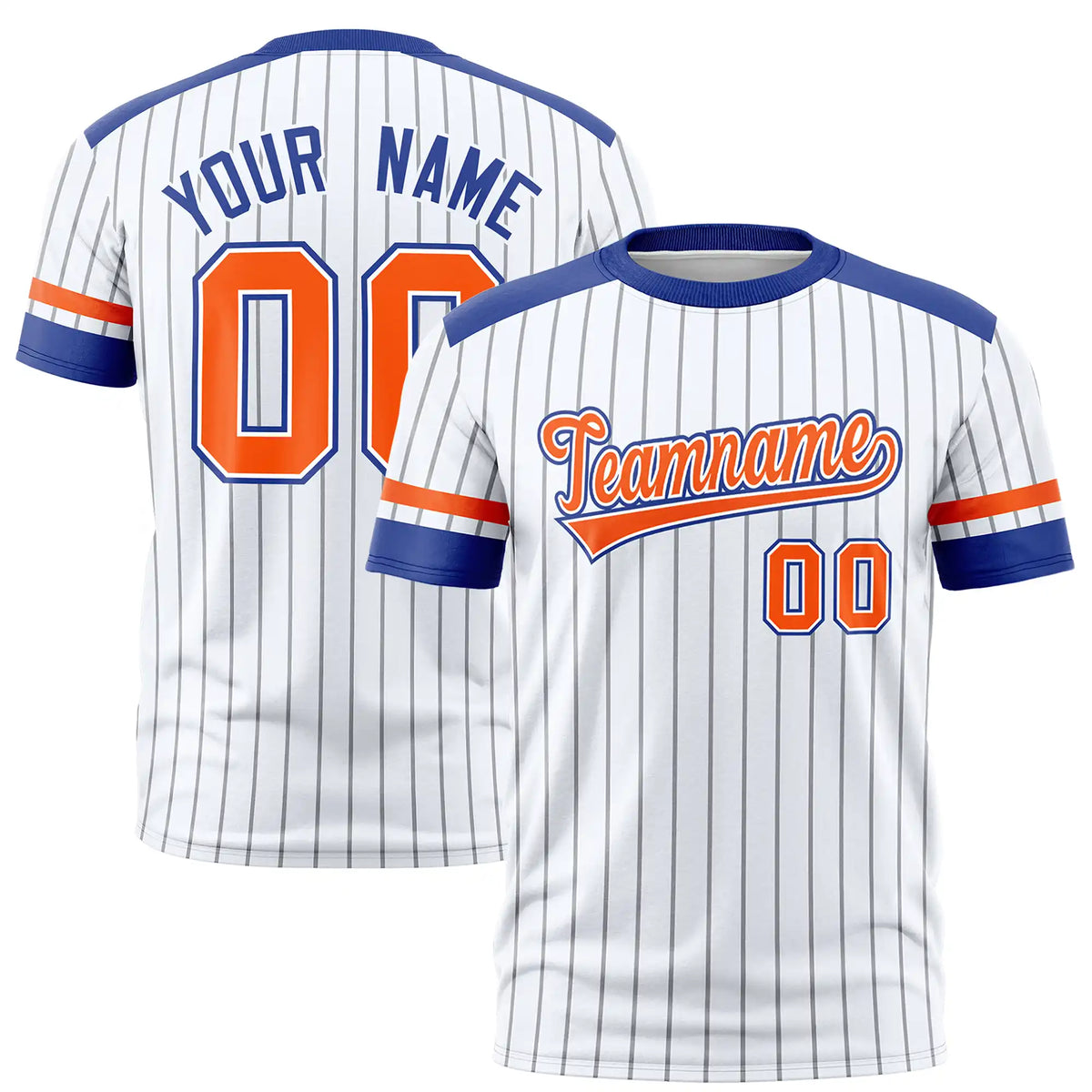 Custom White Black-Royal Blue Pinstripe Pattern Design Performance T-Shirt