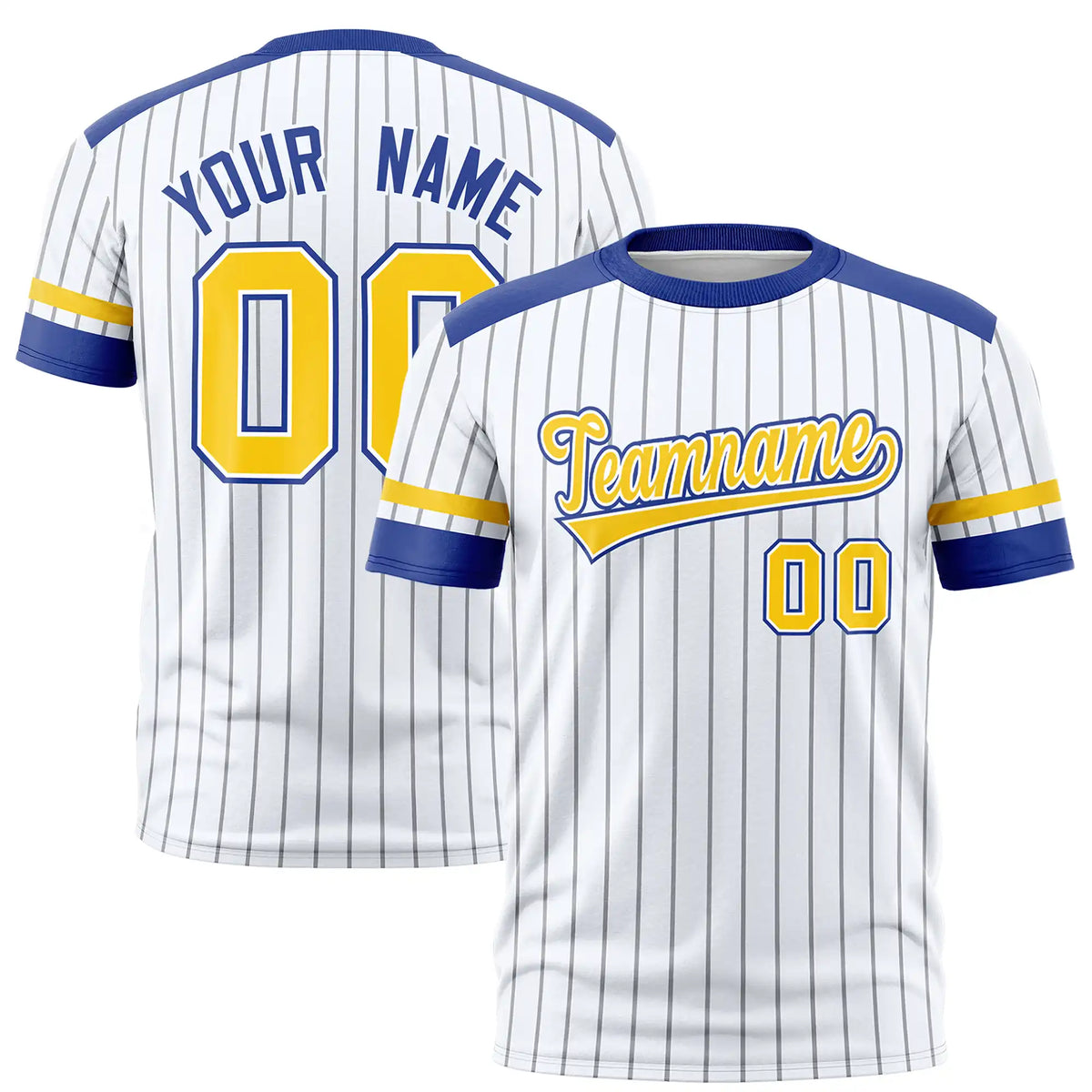 Custom White Black-Gold01 Pinstripe Pattern Design Performance T-Shirt