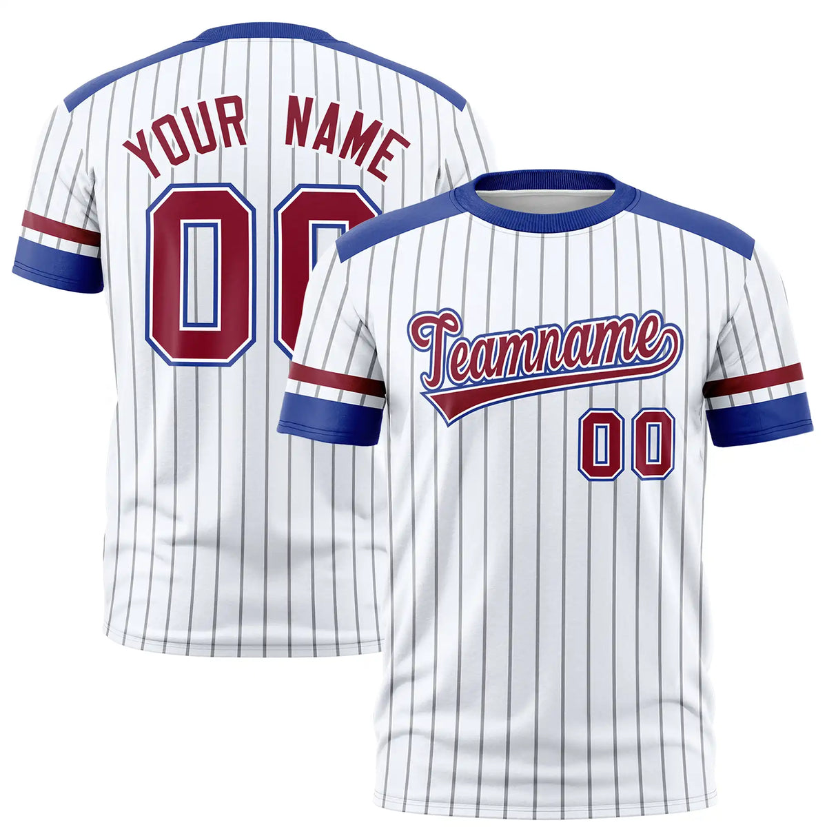 Custom White Black-Crimson Pinstripe Pattern Design Performance T-Shirt