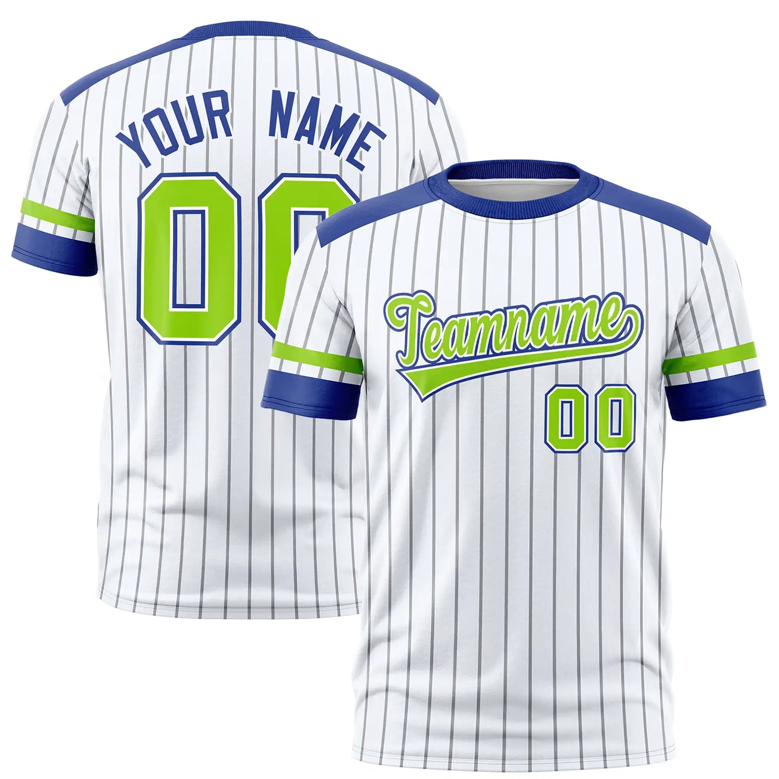 Custom White Black-Neon Green Pinstripe Pattern Design Performance T-Shirt