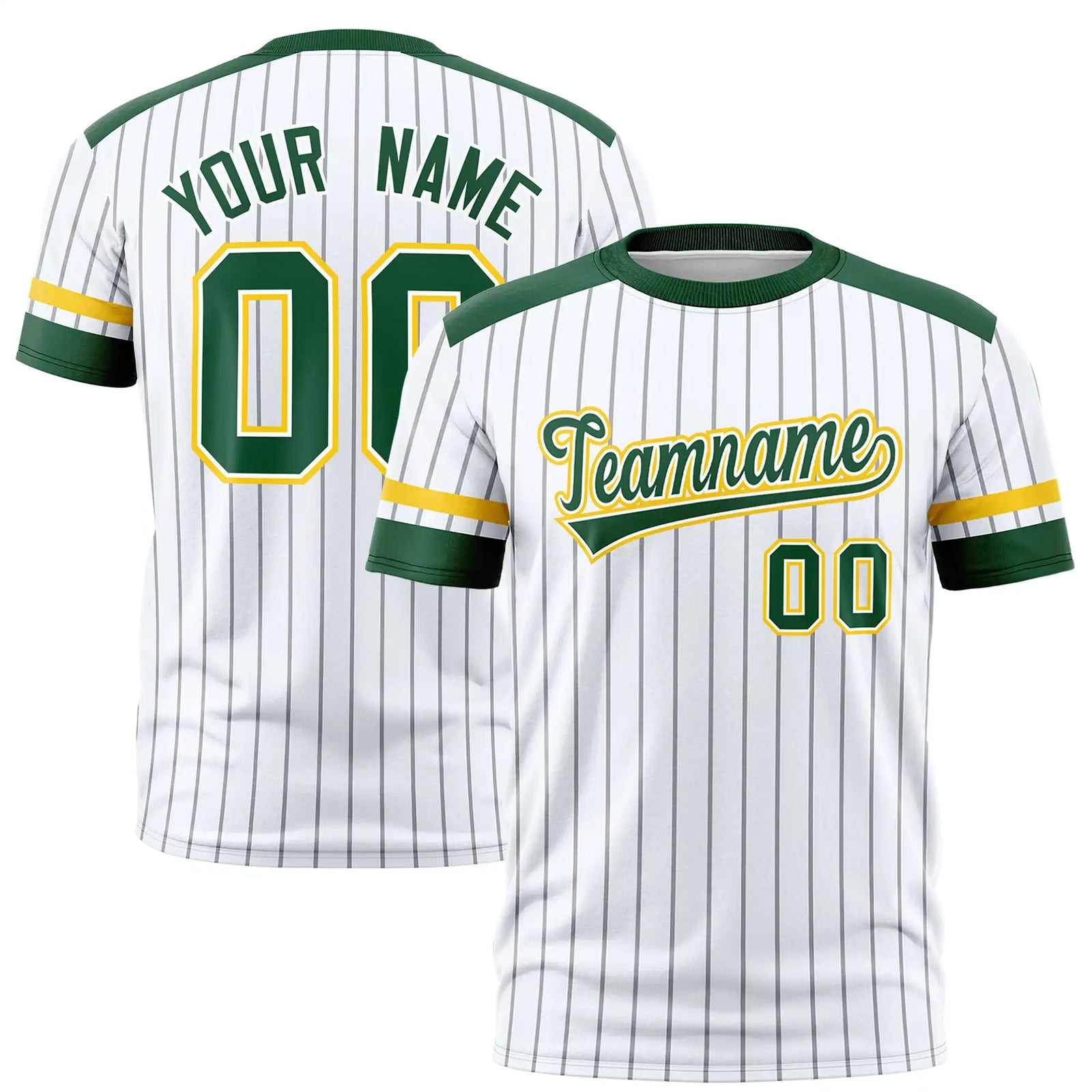 Custom White Black-Green Pinstripe Pattern Design Performance T-Shirt