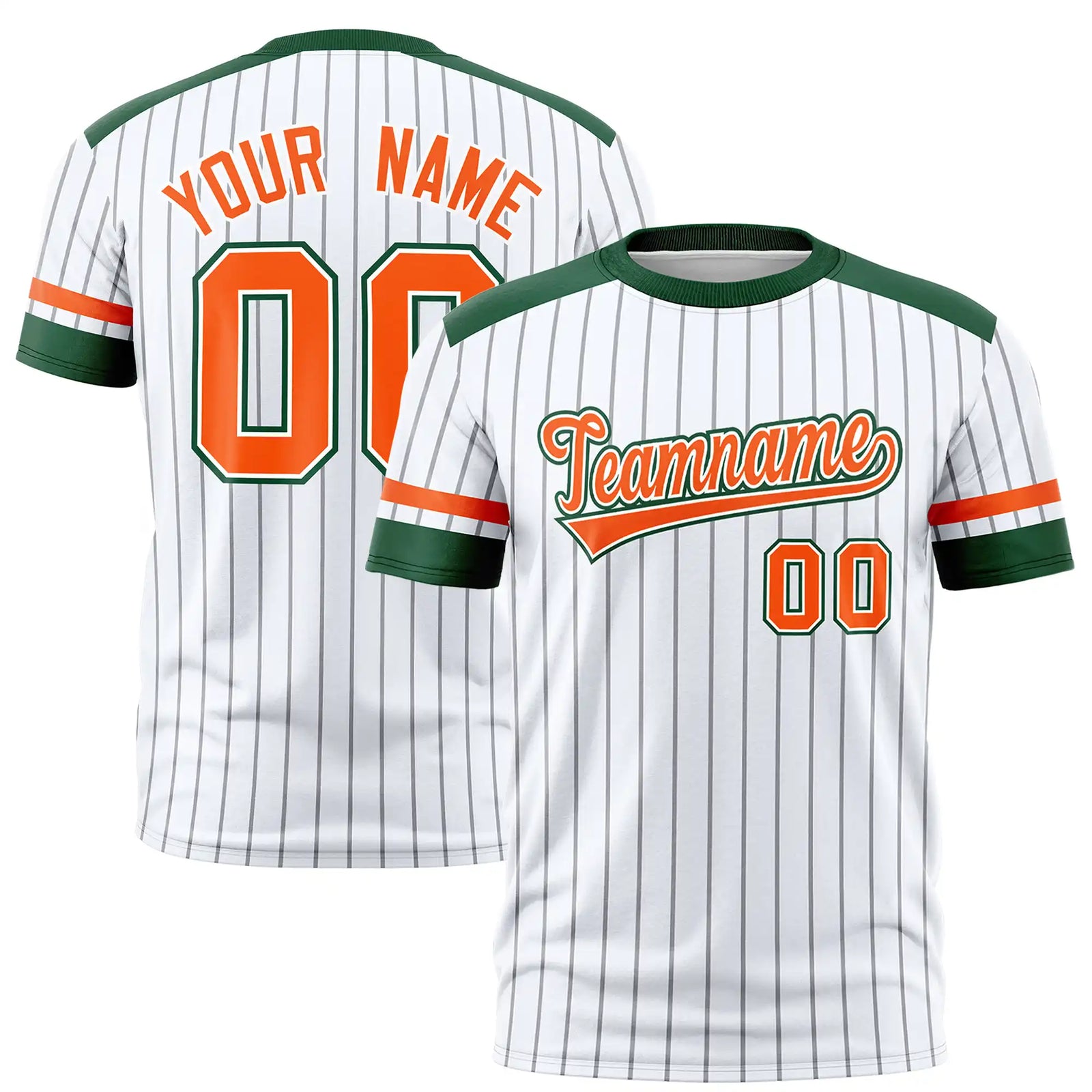 Custom White Black-Orange Pinstripe Pattern Design Performance T-Shirt