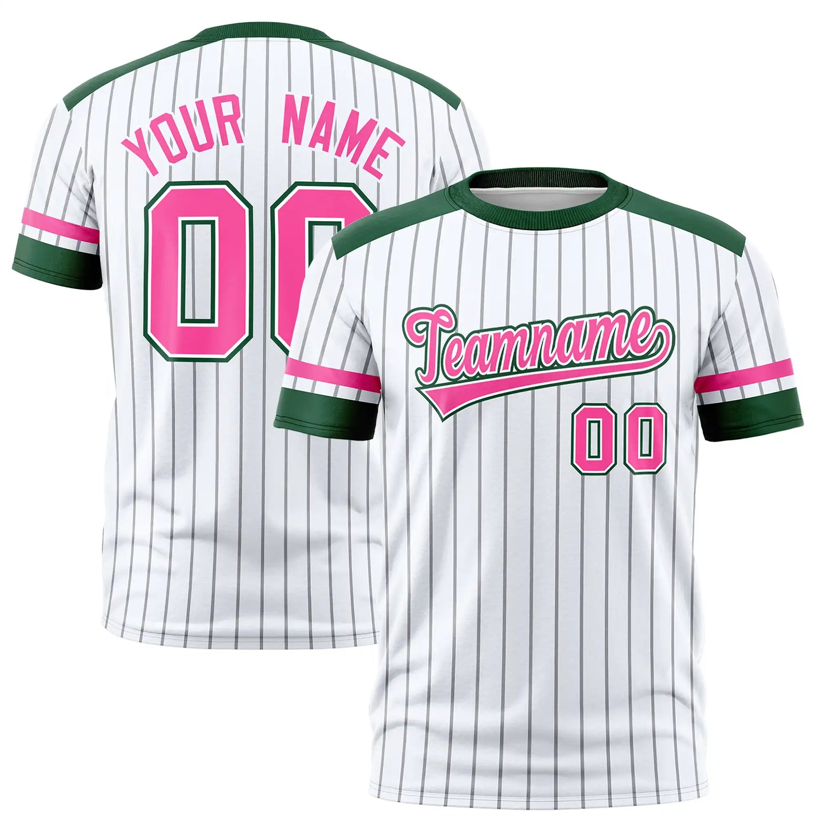 Custom White Black-Pink Pinstripe Pattern Design Performance T-Shirt