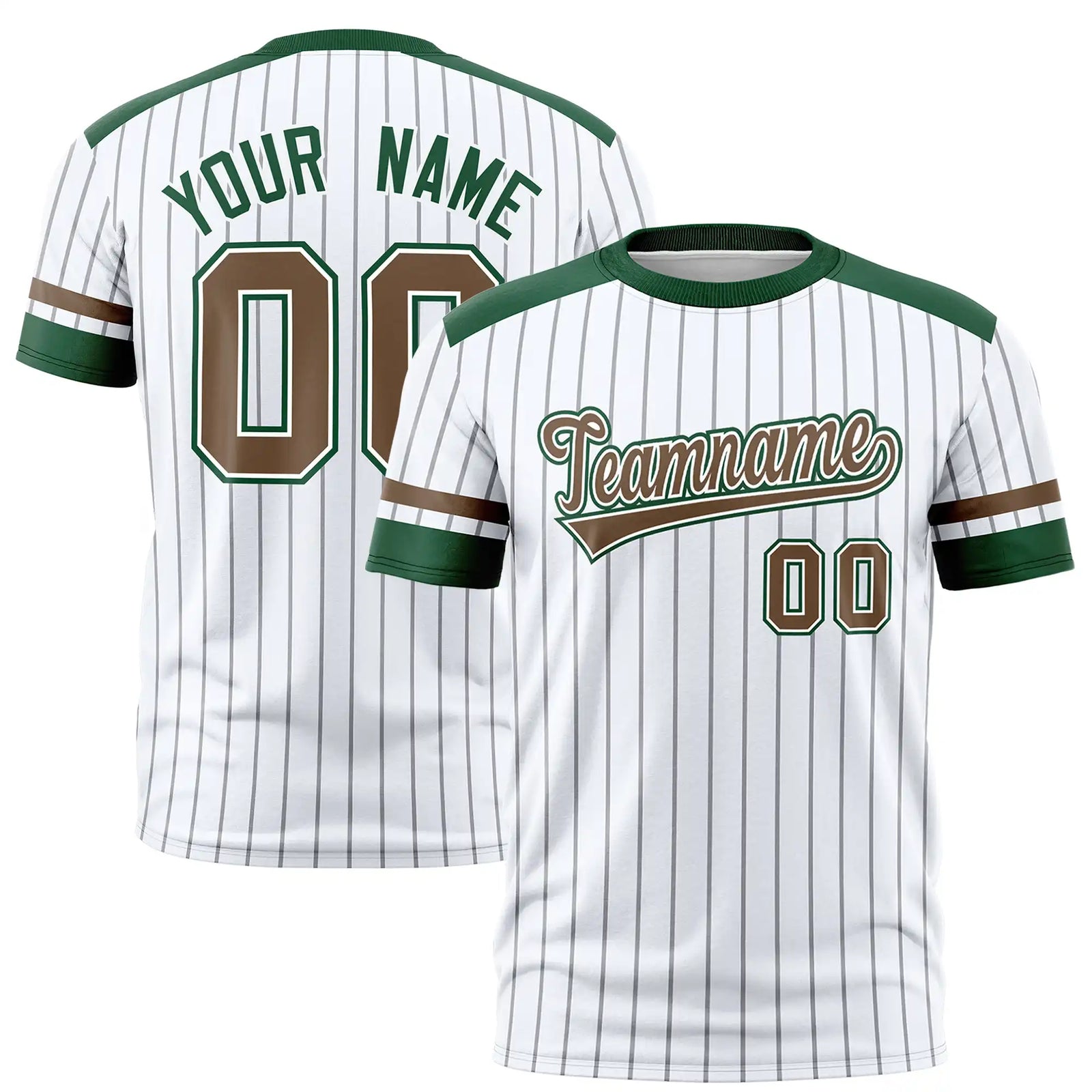 Custom White Black-Brown Pinstripe Pattern Design Performance T-Shirt