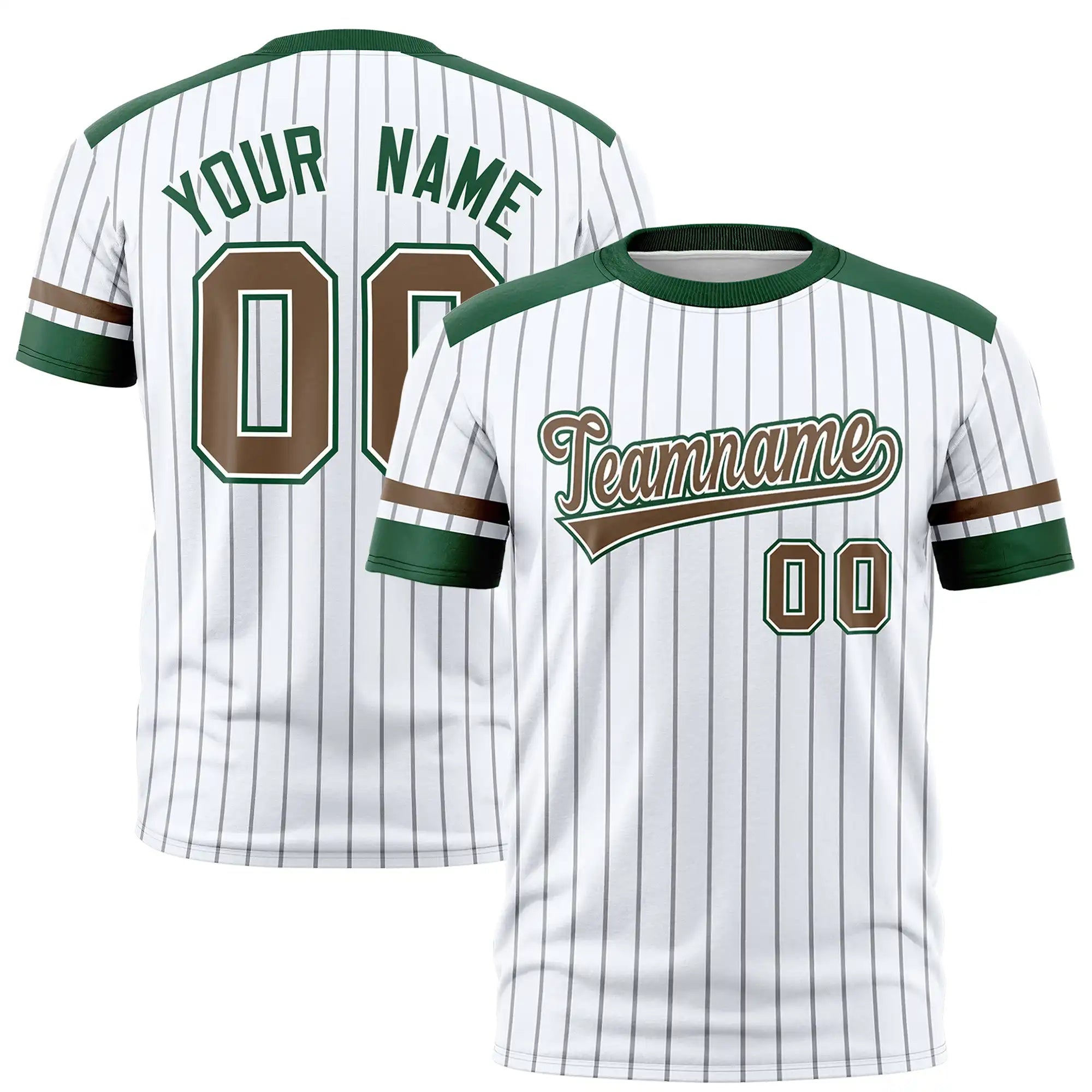 Custom White Black-Brown Pinstripe Pattern Design Performance T-Shirt