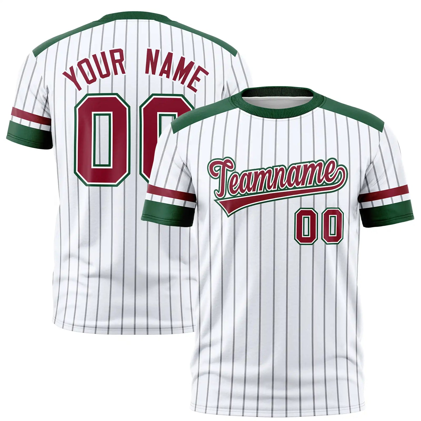 Custom White Black-Crimson Pinstripe Pattern Design Performance T-Shirt