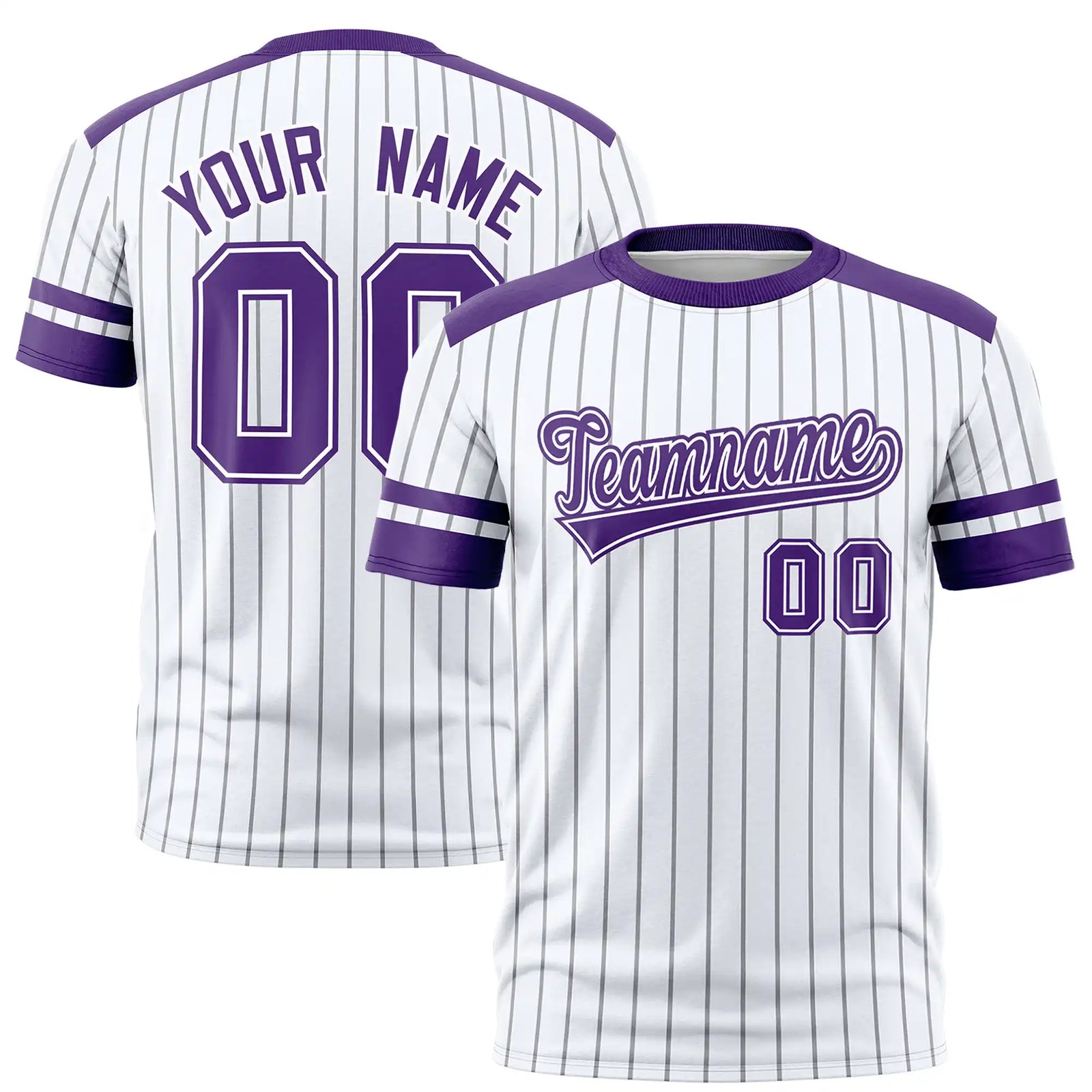 Custom White Black-Purple Pinstripe Pattern Design Performance T-Shirt