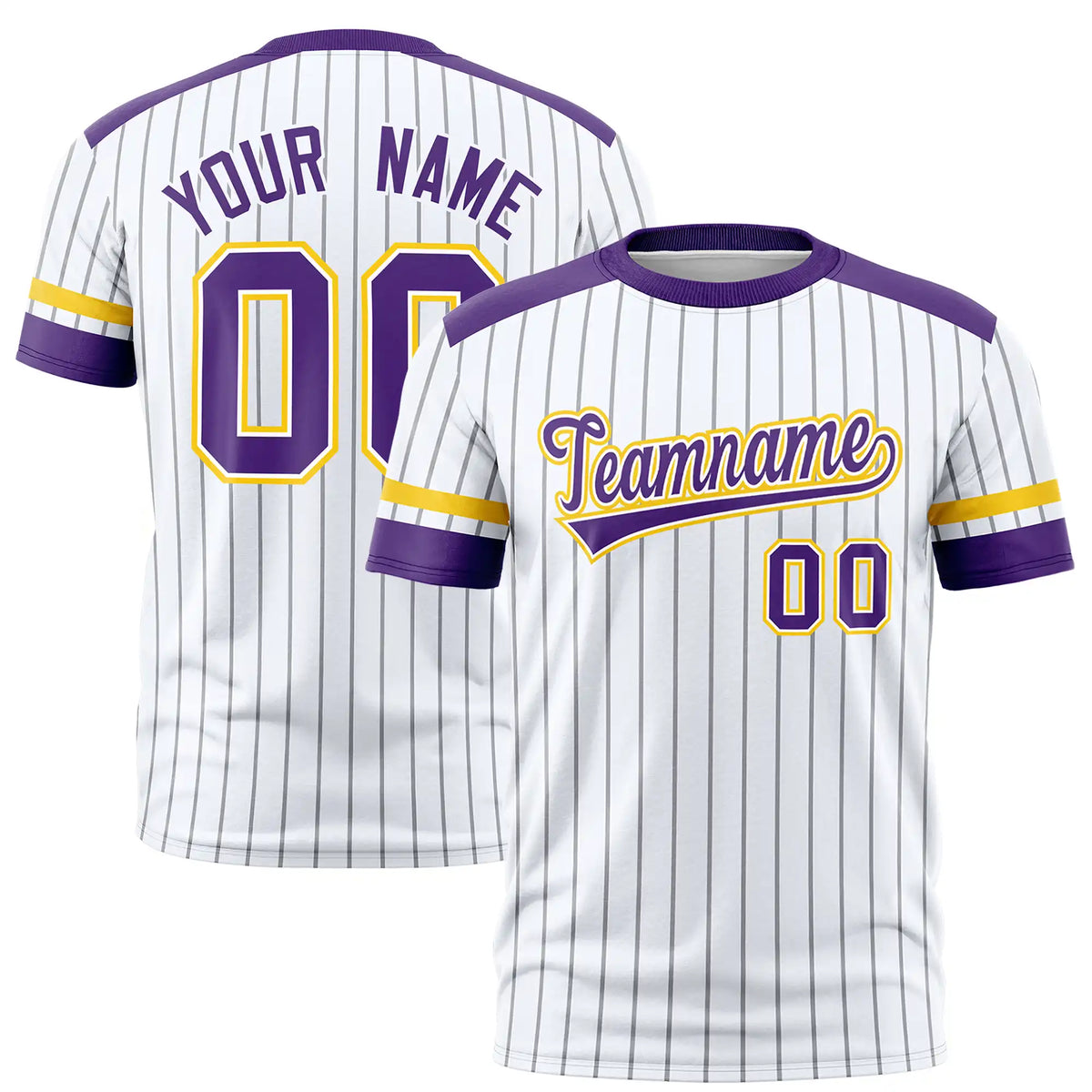 Custom White Black-Purple Pinstripe Pattern Design Performance T-Shirt