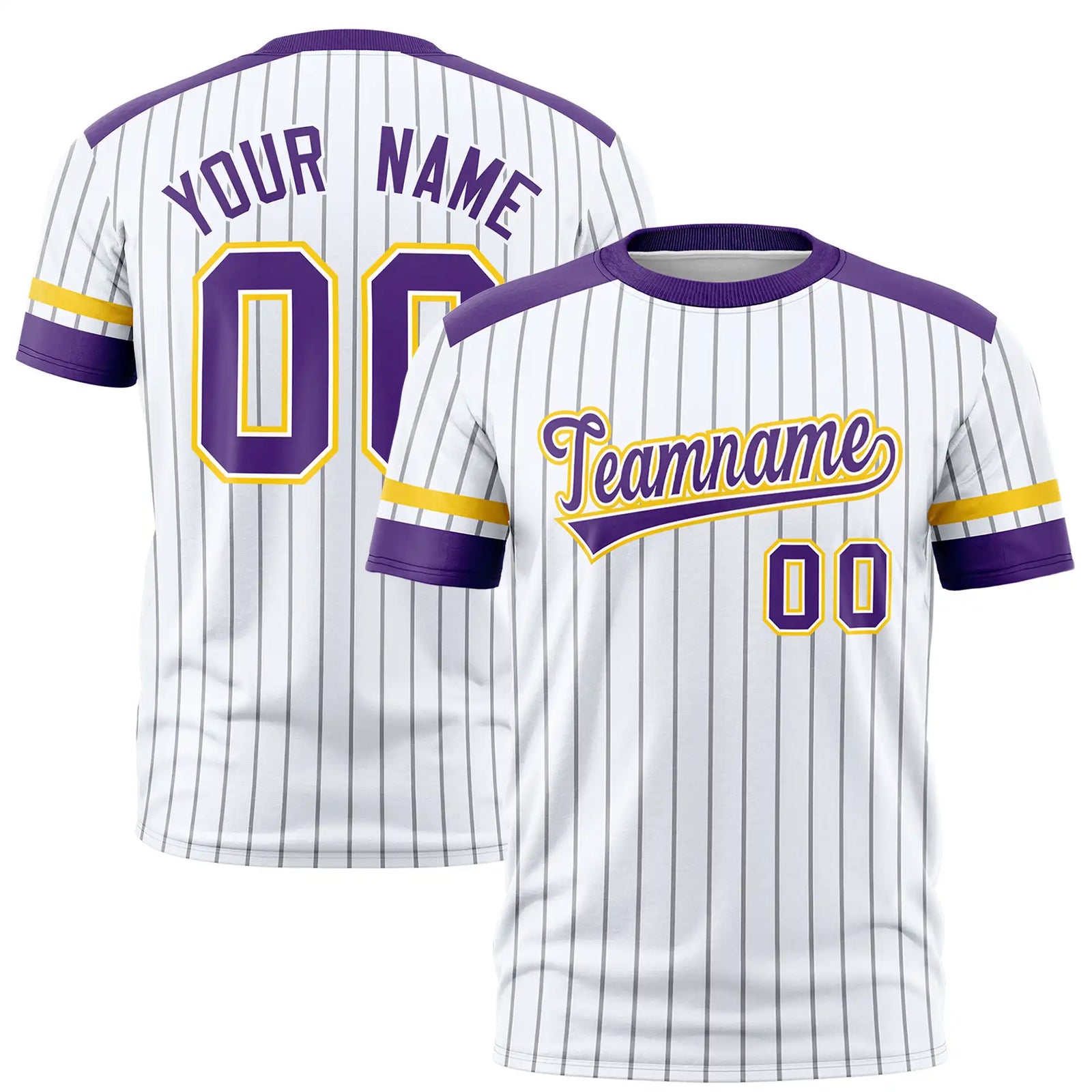 Custom White Black-Purple Pinstripe Pattern Design Performance T-Shirt