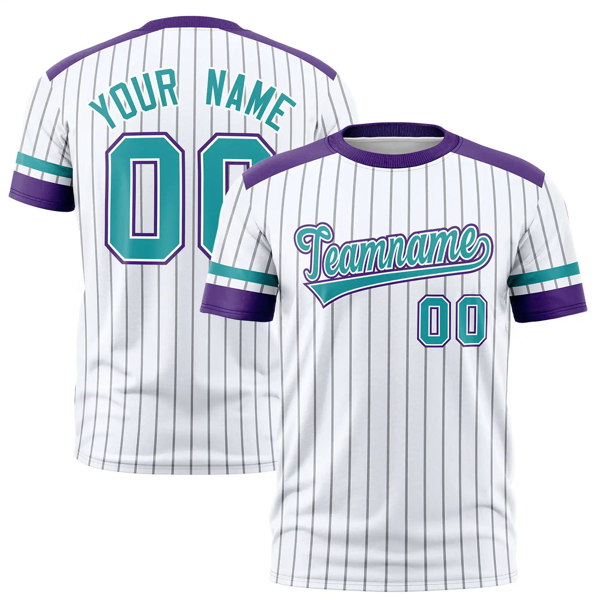 Custom White Black-Aqua Pinstripe Pattern Design Performance T-Shirt