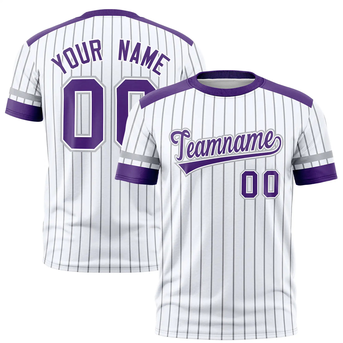 Custom White Black-Purple Pinstripe Pattern Design Performance T-Shirt