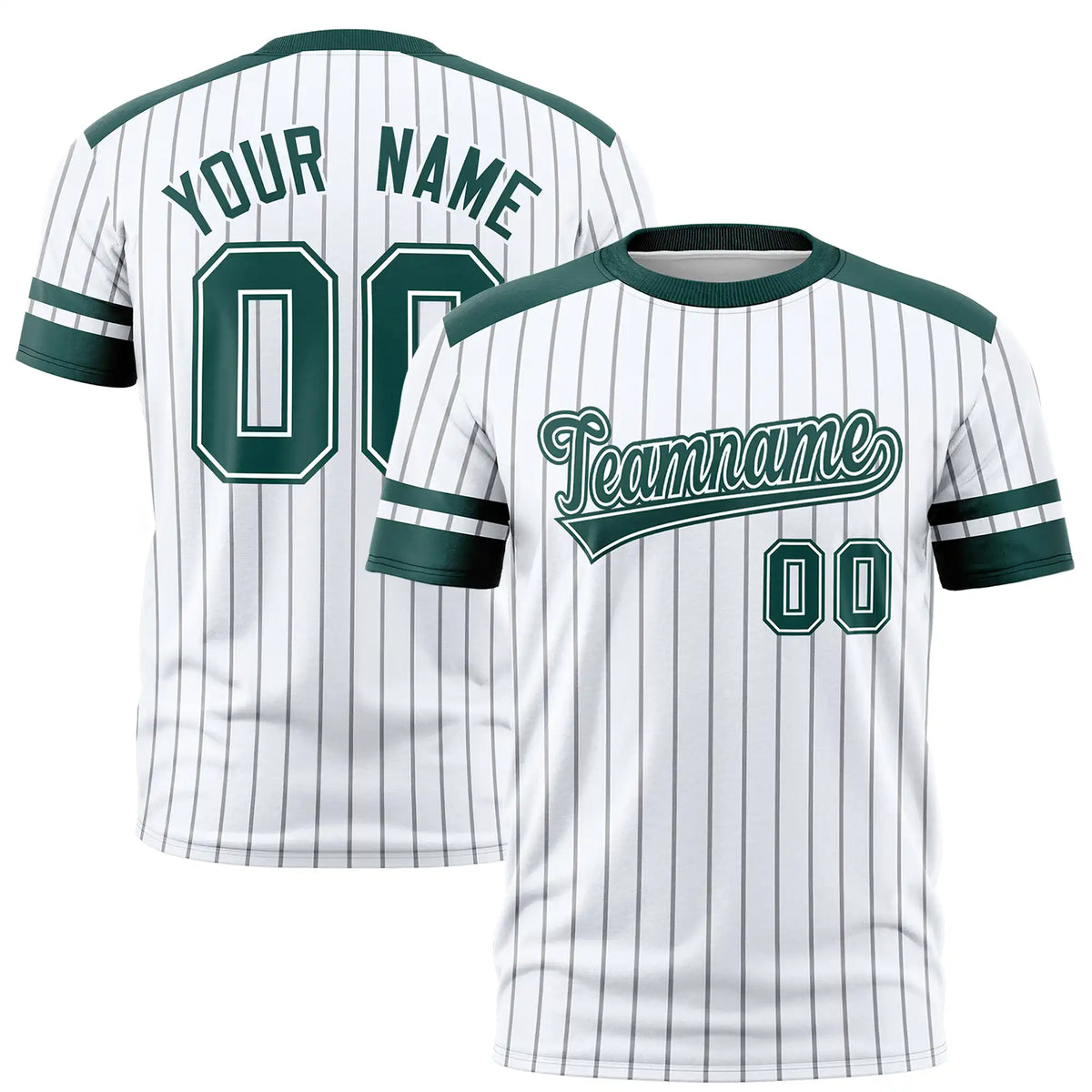 Custom White Black-Green Pinstripe Pattern Design Performance T-Shirt