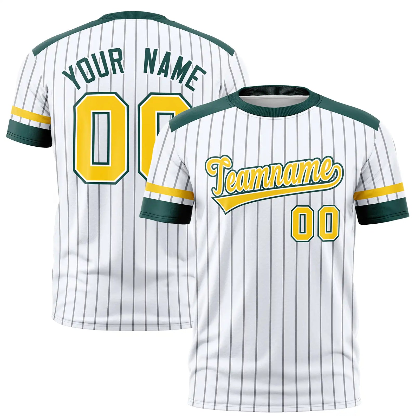 Custom White Black-Gold01 Pinstripe Pattern Design Performance T-Shirt