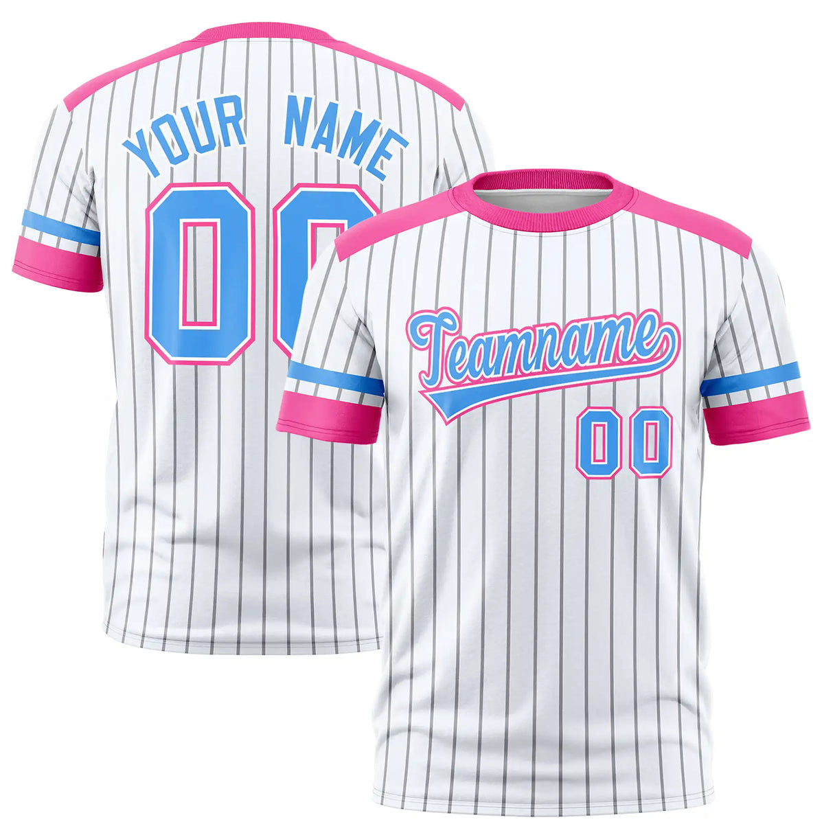 Custom White Gray-Pink Pinstripe Pattern Design Performance T-Shirt