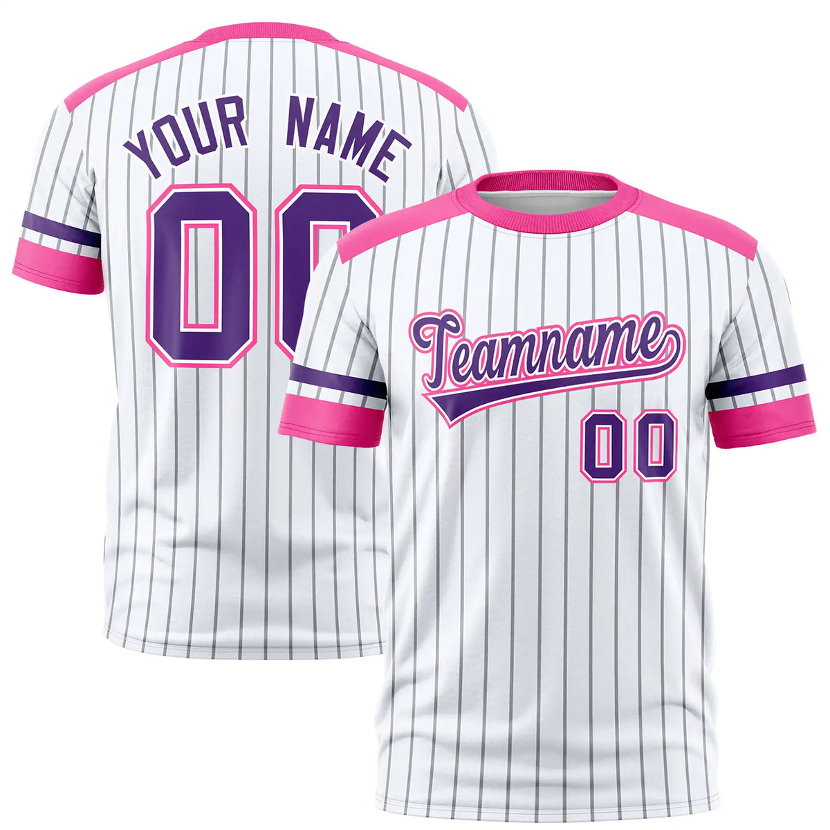 Custom White Gray-Pink Pinstripe Pattern Design Performance T-Shirt