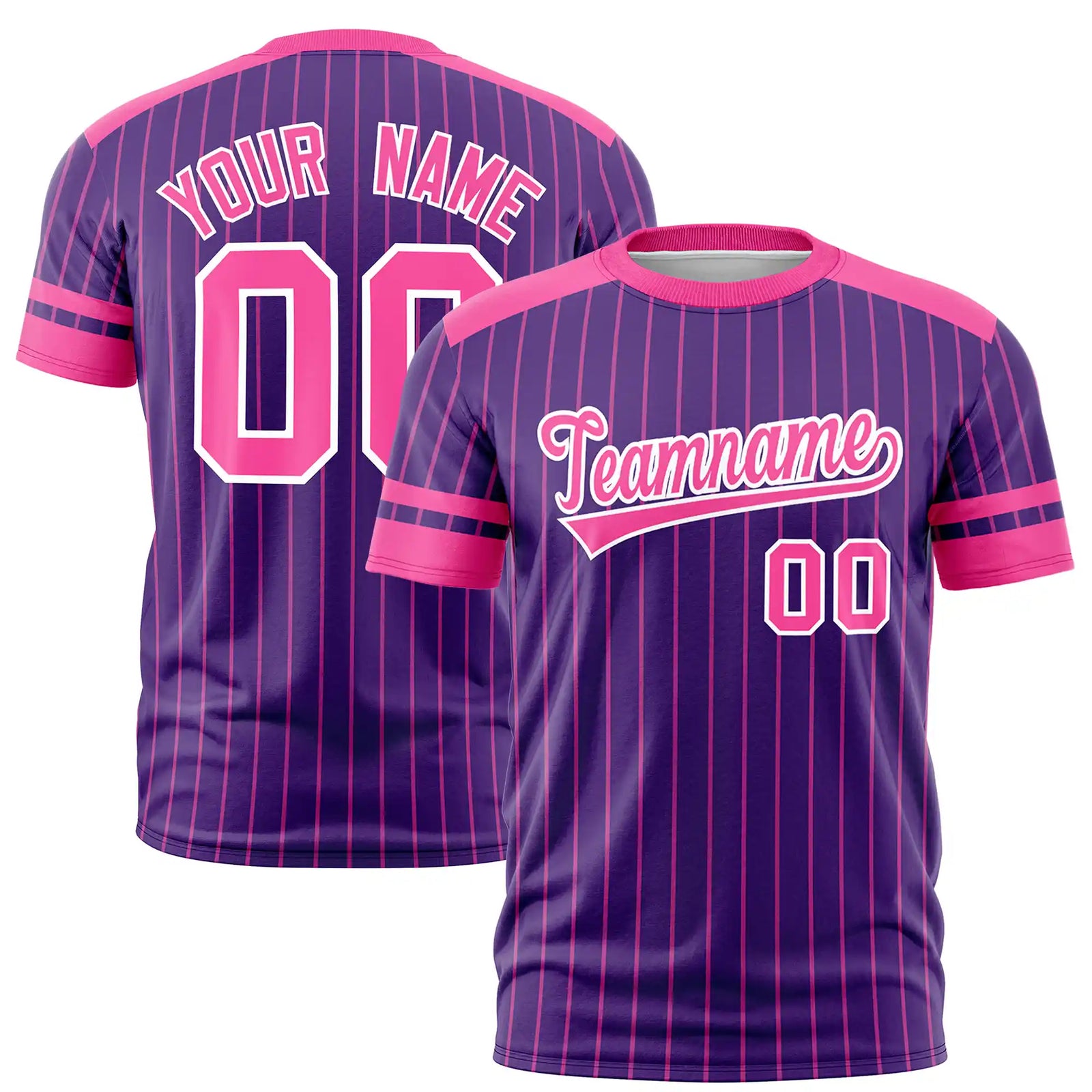 Custom Purple Pink-Pink Pinstripe Pattern Design Performance T-Shirt