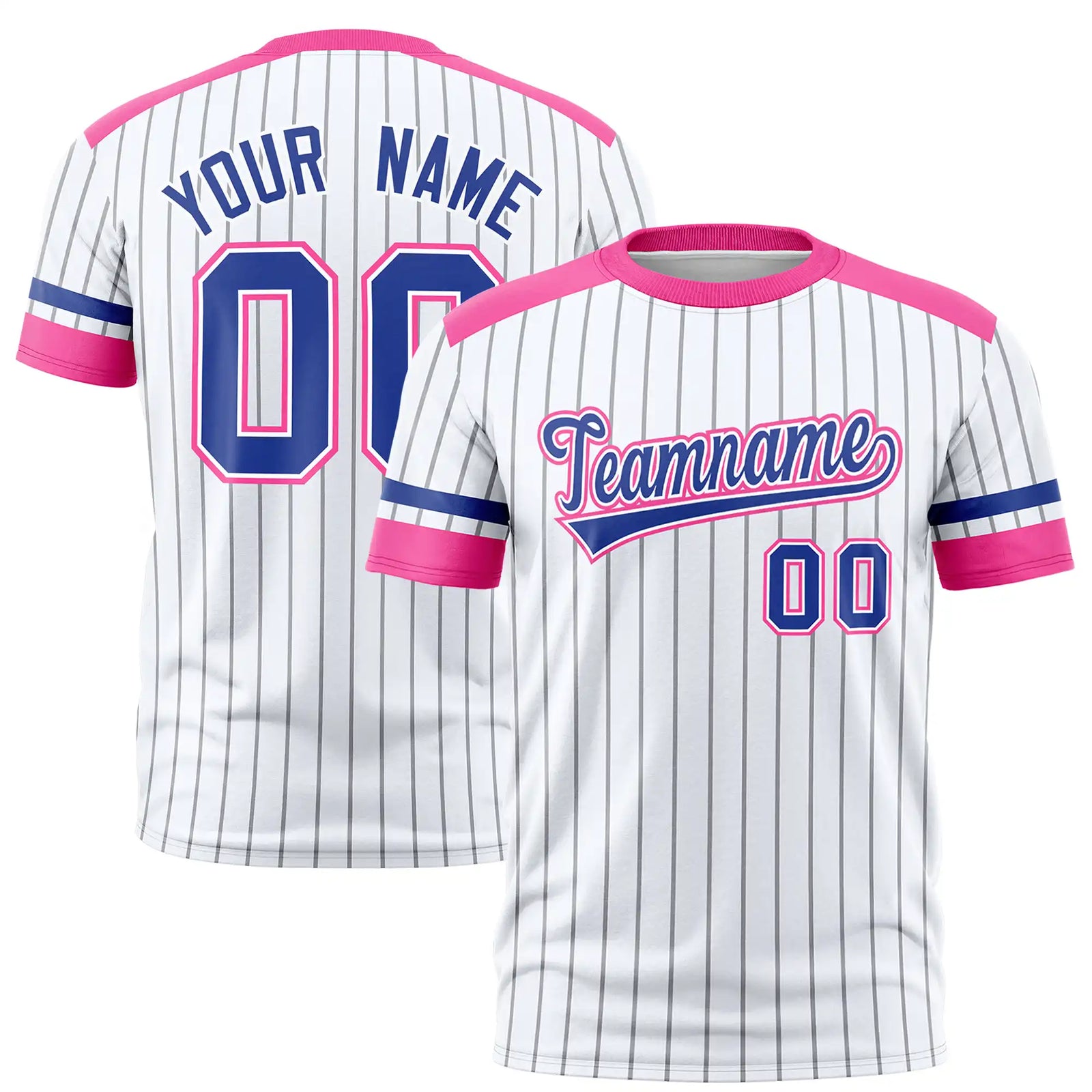 Custom White Gray-Pink Pinstripe Pattern Design Performance T-Shirt