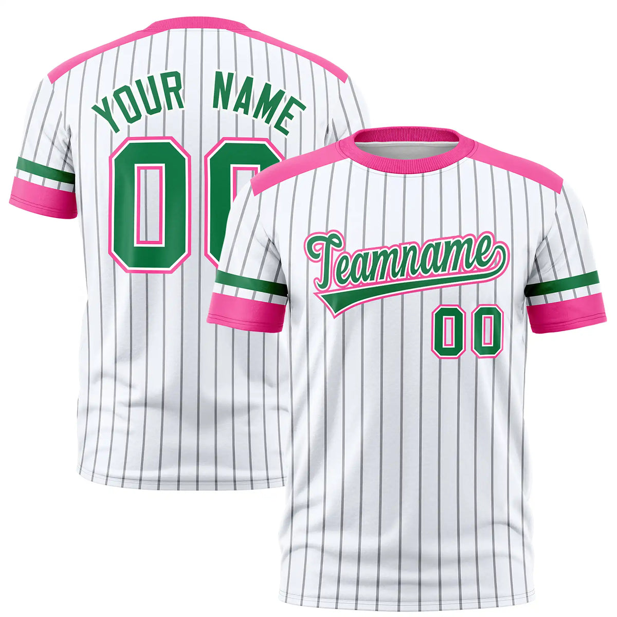 Custom White Gray-Pink Pinstripe Pattern Design Performance T-Shirt