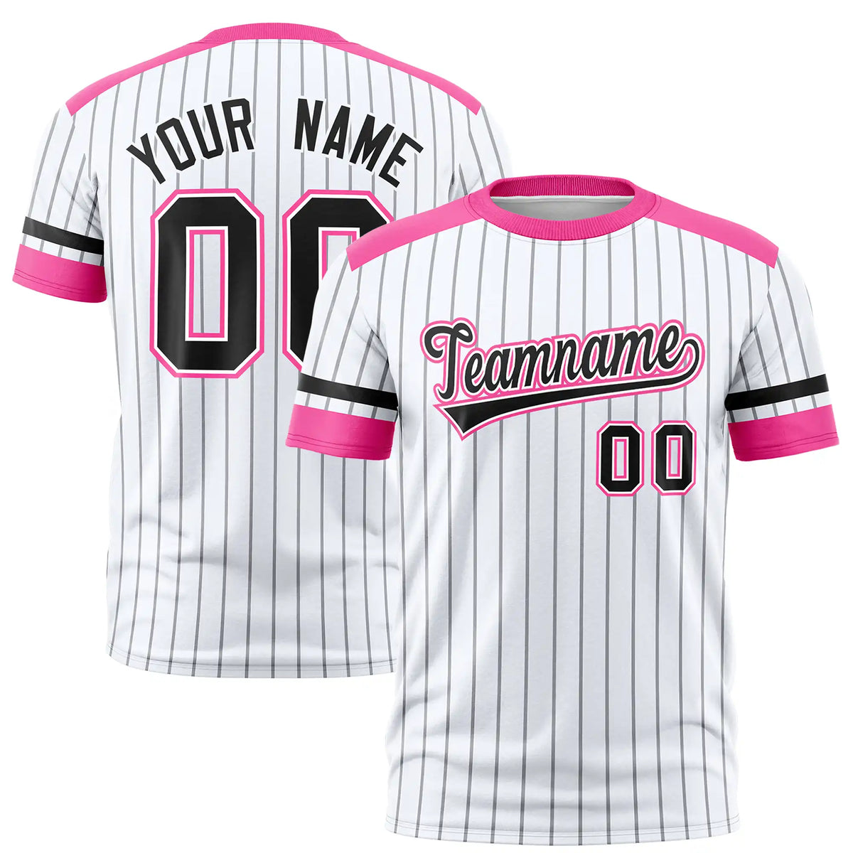 Custom White Gray-Pink Pinstripe Pattern Design Performance T-Shirt