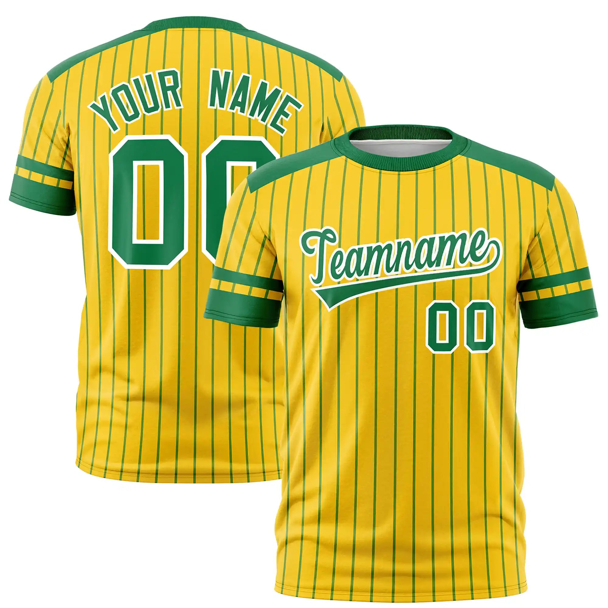 Custom Gold01 Kelly Green-Kelly Green Pinstripe Pattern Design Performance T-Shirt