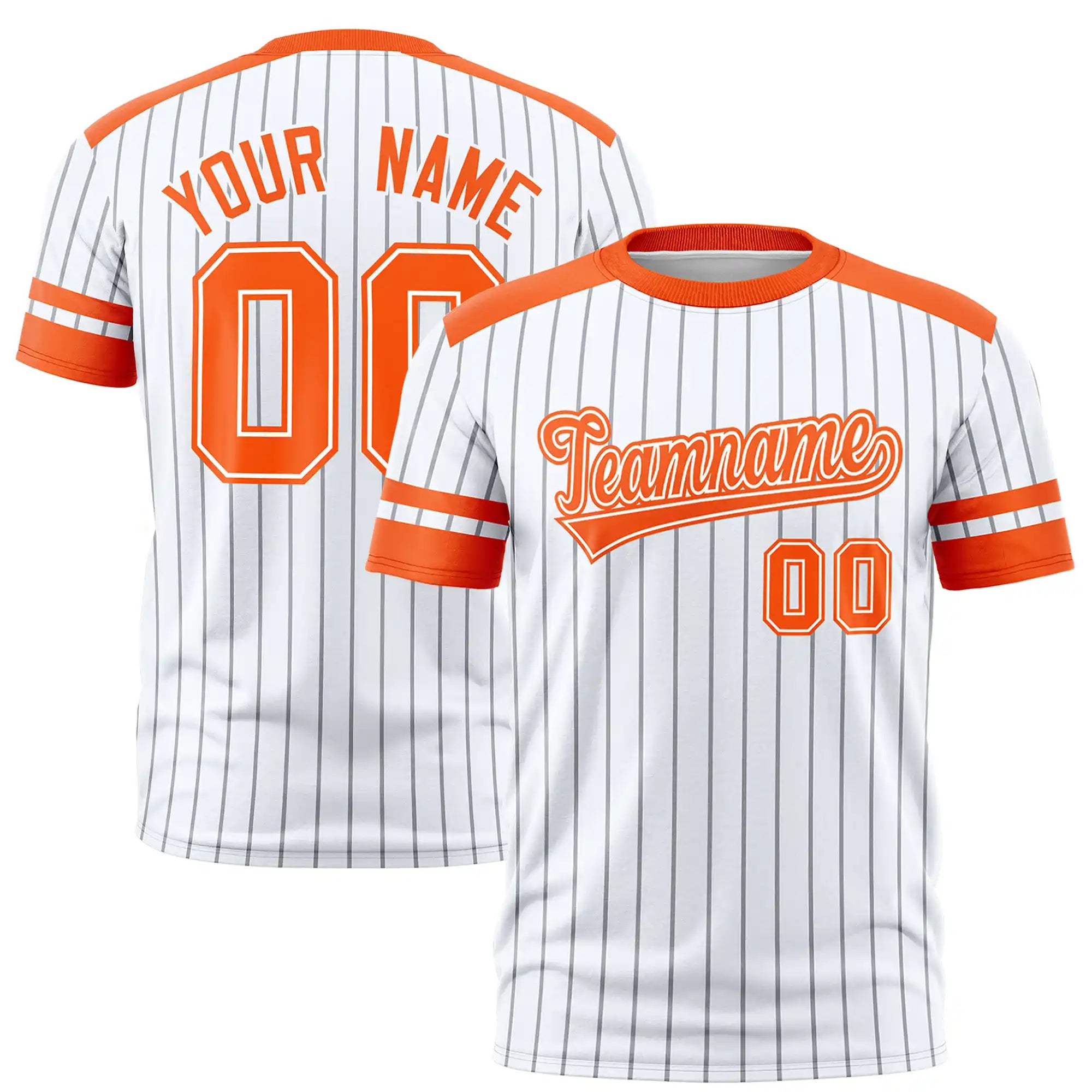 Custom White Gray-Orange Pinstripe Pattern Design Performance T-Shirt