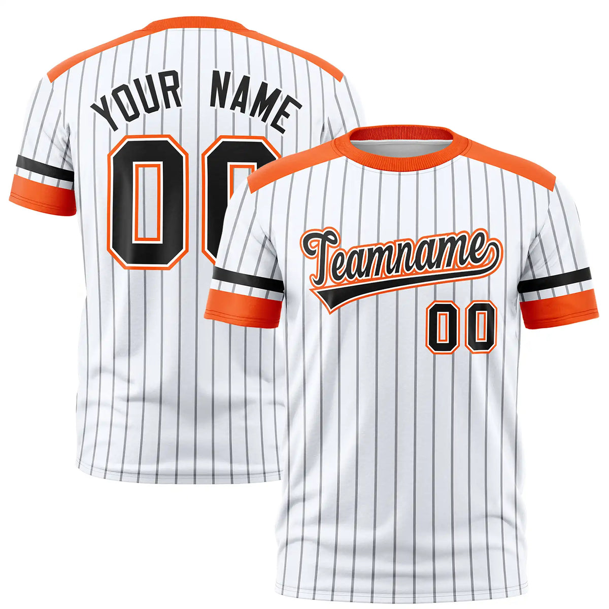 Custom White Gray-Orange Pinstripe Pattern Design Performance T-Shirt