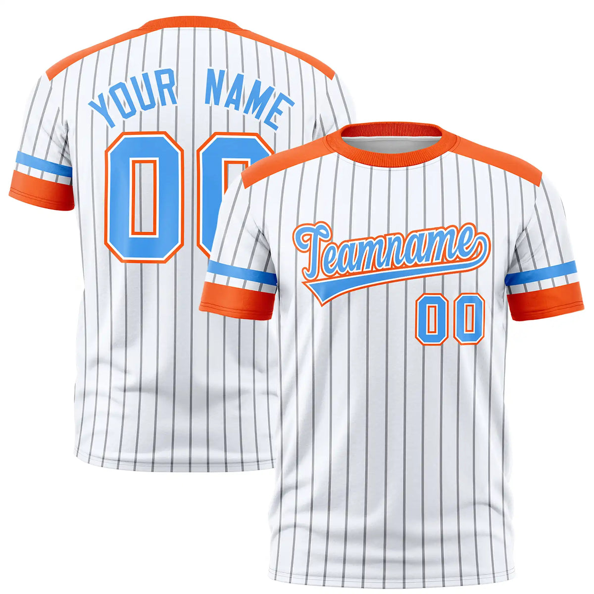 Custom White Gray-Orange Pinstripe Pattern Design Performance T-Shirt