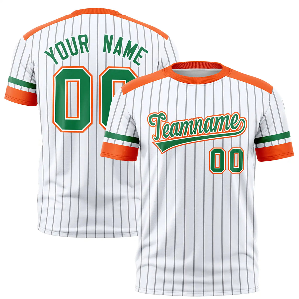 Custom White Gray-Orange Pinstripe Pattern Design Performance T-Shirt