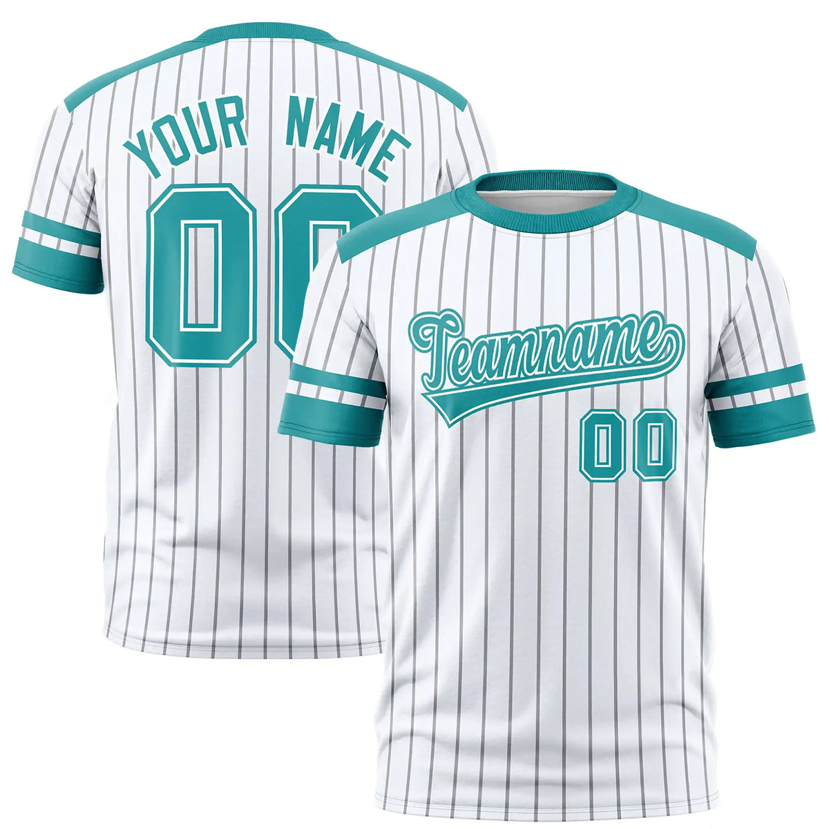 Custom White Gray-Aqua Pinstripe Pattern Design Performance T-Shirt
