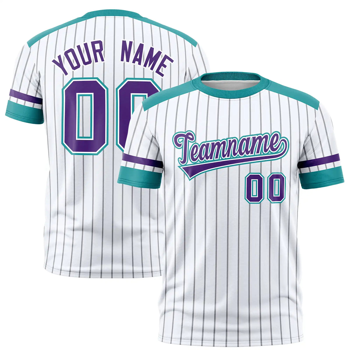 Custom White Gray-Aqua Pinstripe Pattern Design Performance T-Shirt