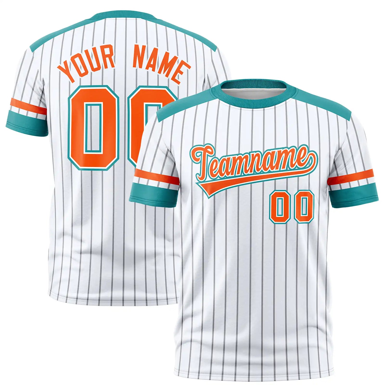 Custom White Gray-Aqua Pinstripe Pattern Design Performance T-Shirt