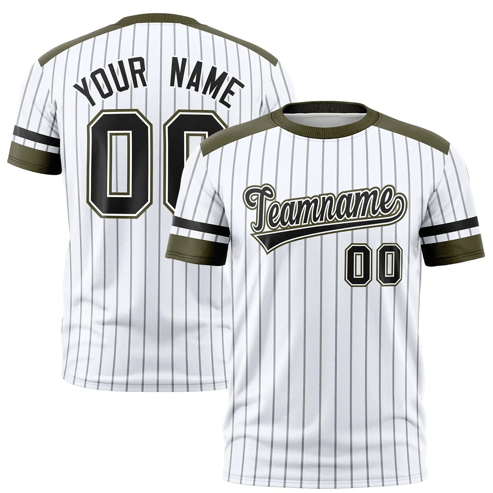 Custom White Gray-Olive Pinstripe Pattern Design Performance T-Shirt