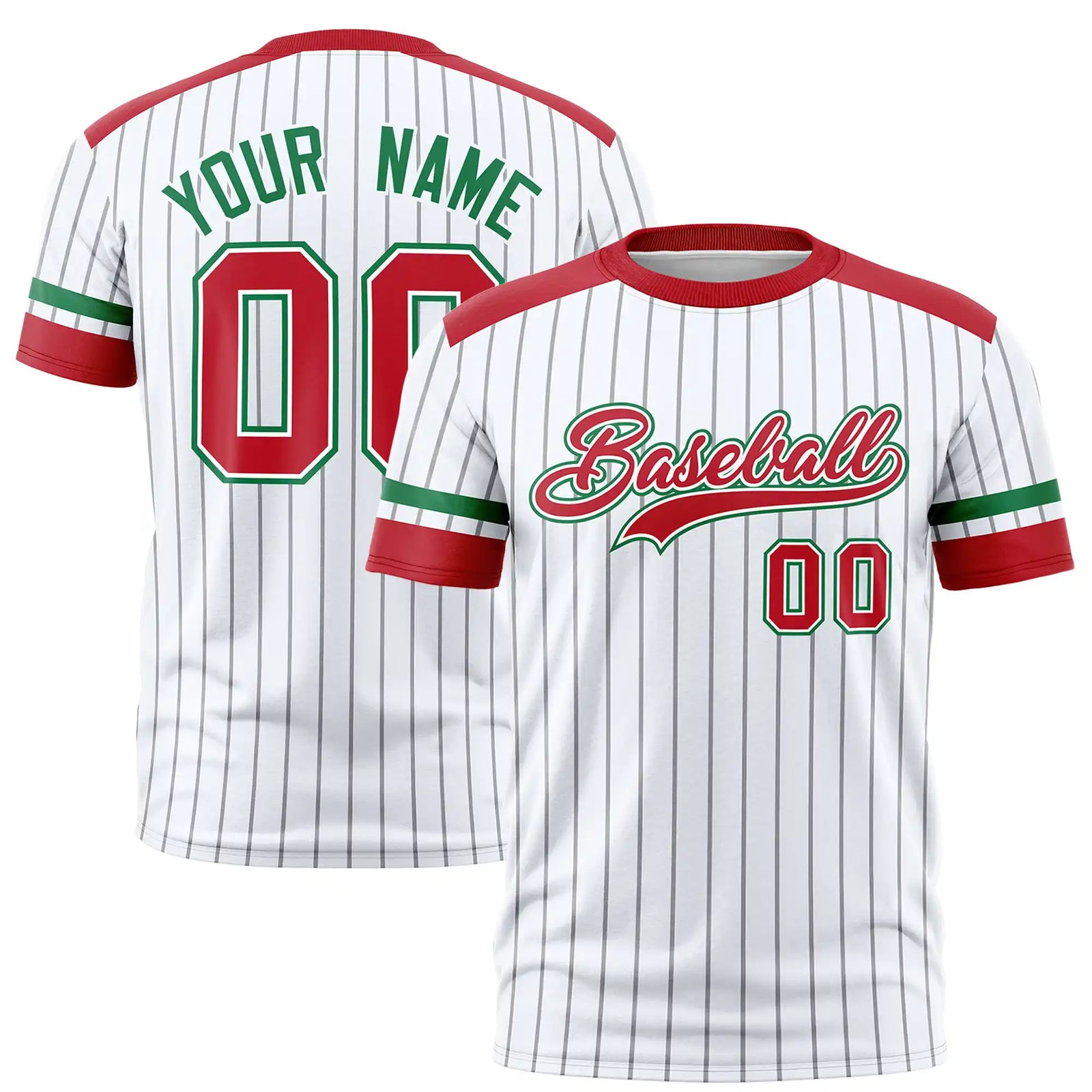 Custom White Gray-Red Pinstripe Pattern Design Performance T-Shirt