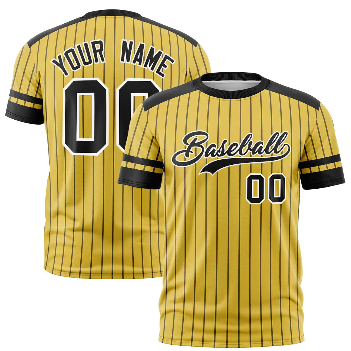 Custom Gold Black-White Pinstripe Pattern Design Performance T-Shirt
