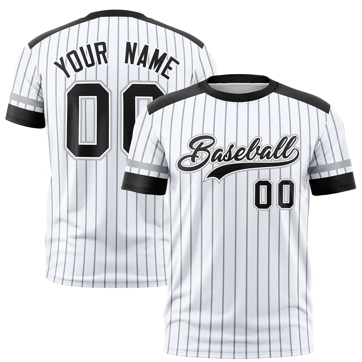 Custom White Black-Gray Pinstripe Pattern Design Performance T-Shirt