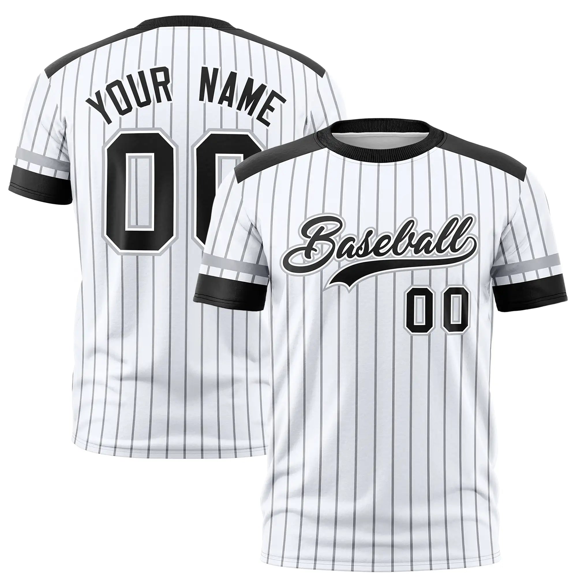 Custom White Black-Gray Pinstripe Pattern Design Performance T-Shirt