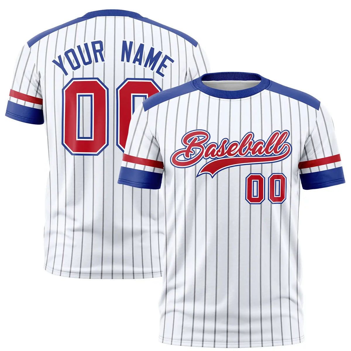 Custom White Black-Red Pinstripe Pattern Design Performance T-Shirt