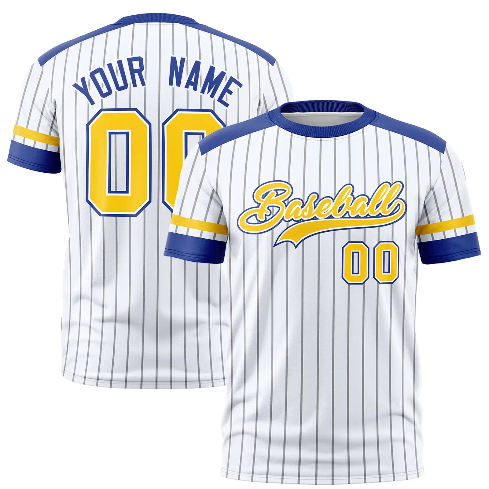 Custom White Black-Gold01 Pinstripe Pattern Design Performance T-Shirt