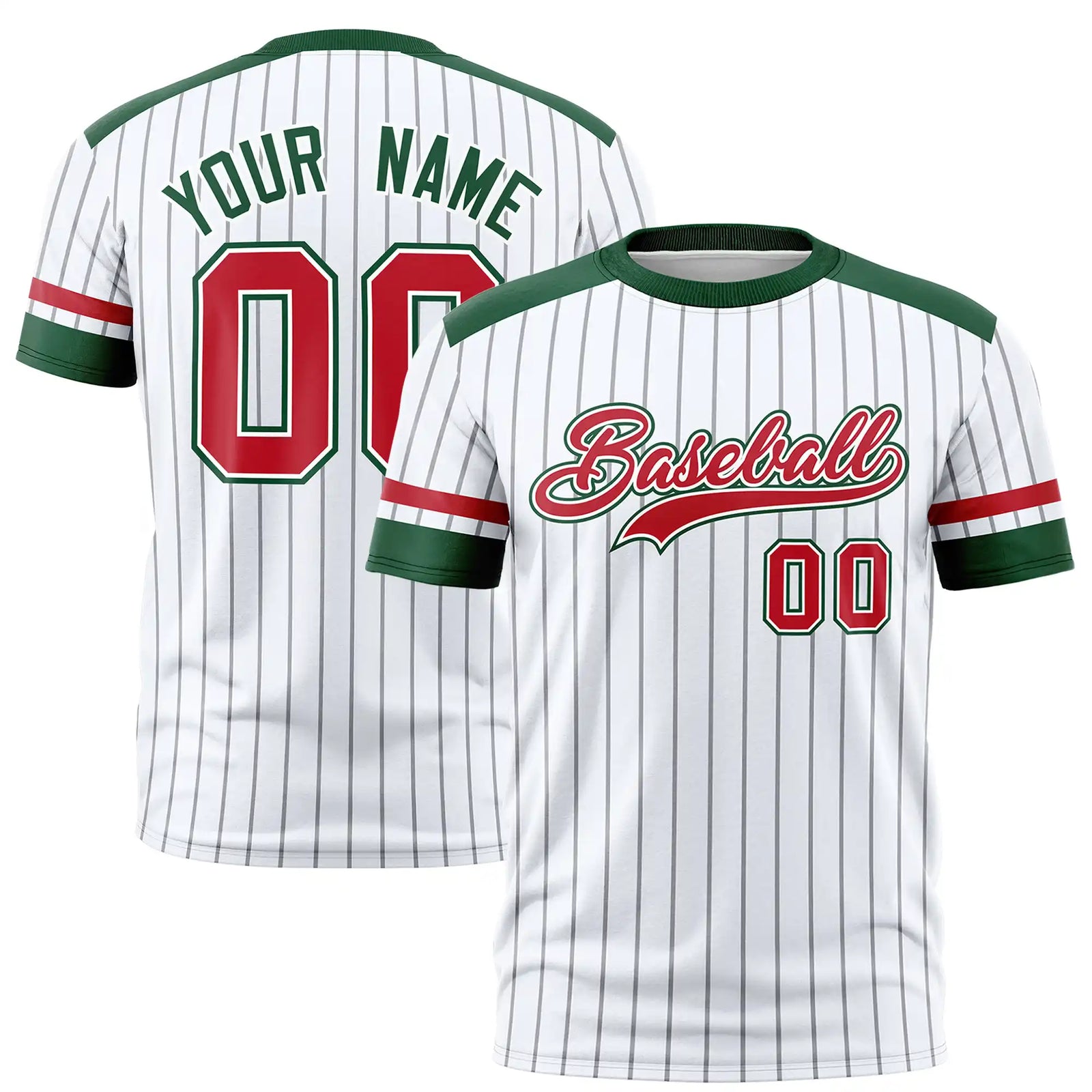 Custom White Black-Red Pinstripe Pattern Design Performance T-Shirt