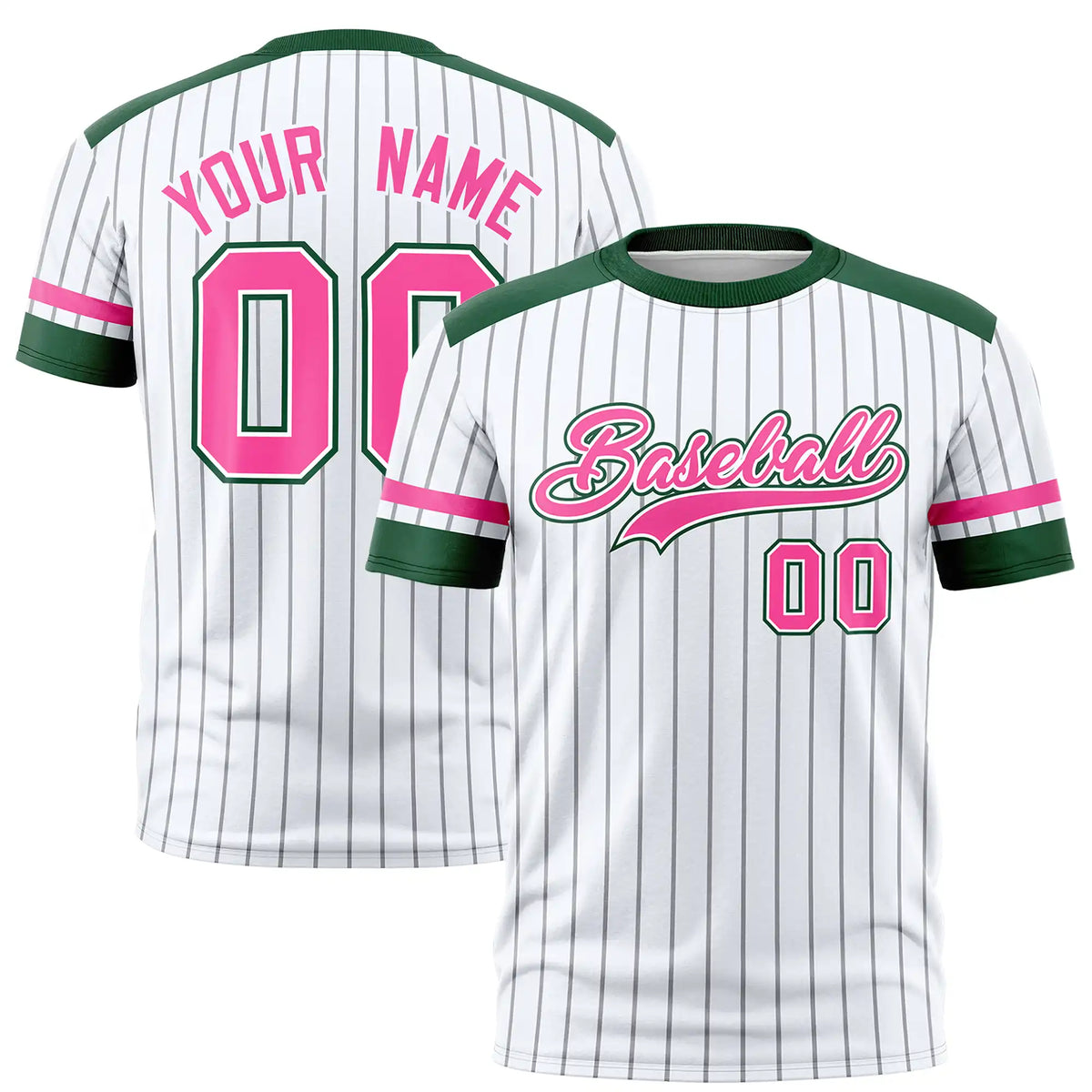 Custom White Black-Pink Pinstripe Pattern Design Performance T-Shirt