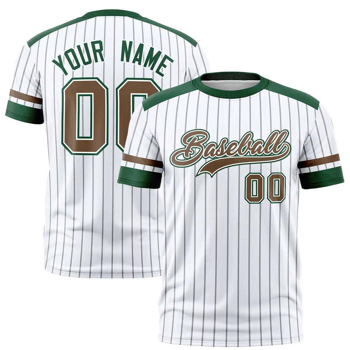 Custom White Black-Brown Pinstripe Pattern Design Performance T-Shirt