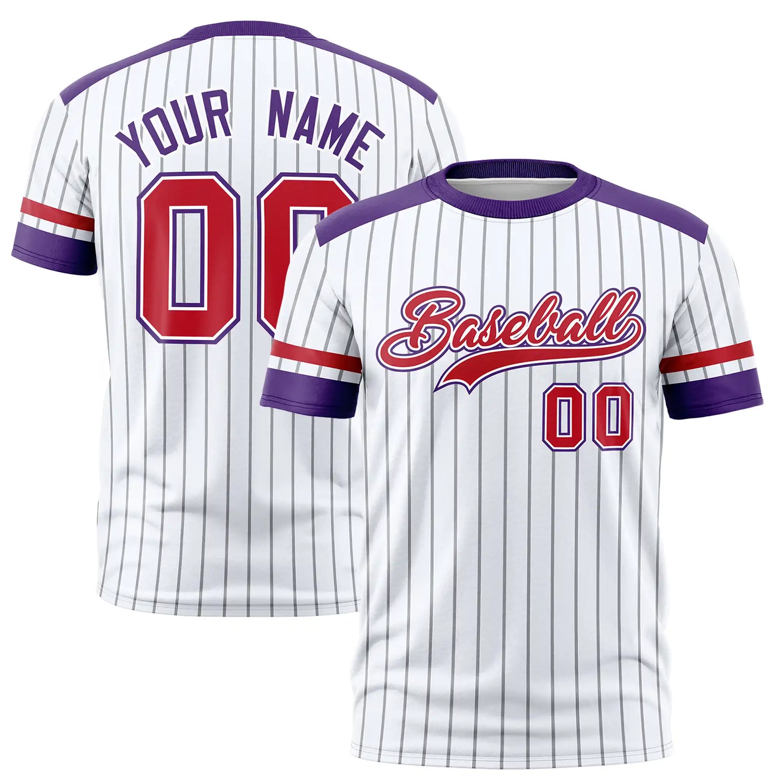 Custom White Black-Red Pinstripe Pattern Design Performance T-Shirt