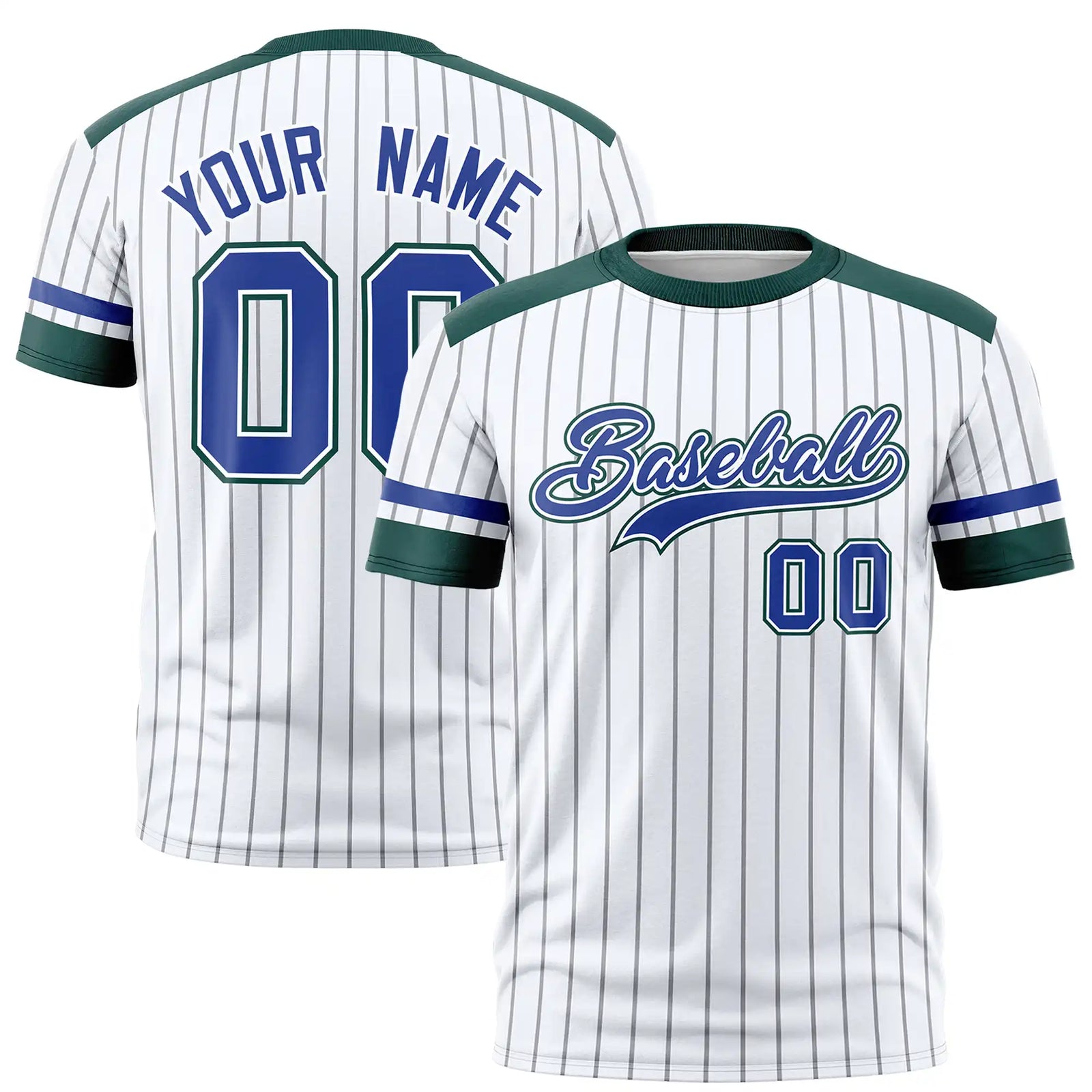 Custom White Black-Royal Blue Pinstripe Pattern Design Performance T-Shirt