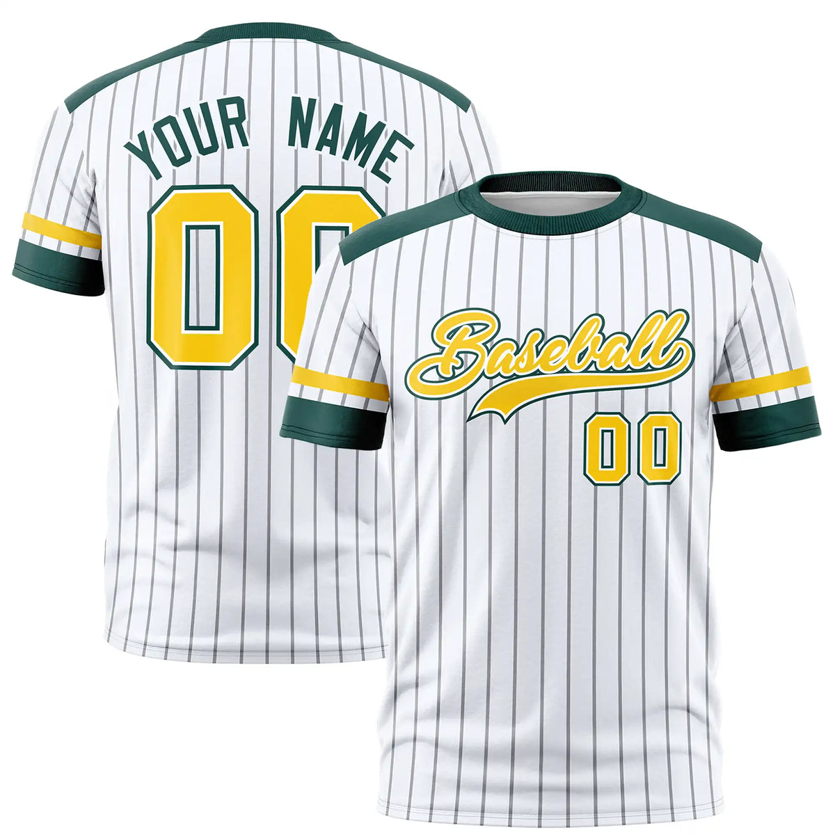 Custom White Black-Gold01 Pinstripe Pattern Design Performance T-Shirt