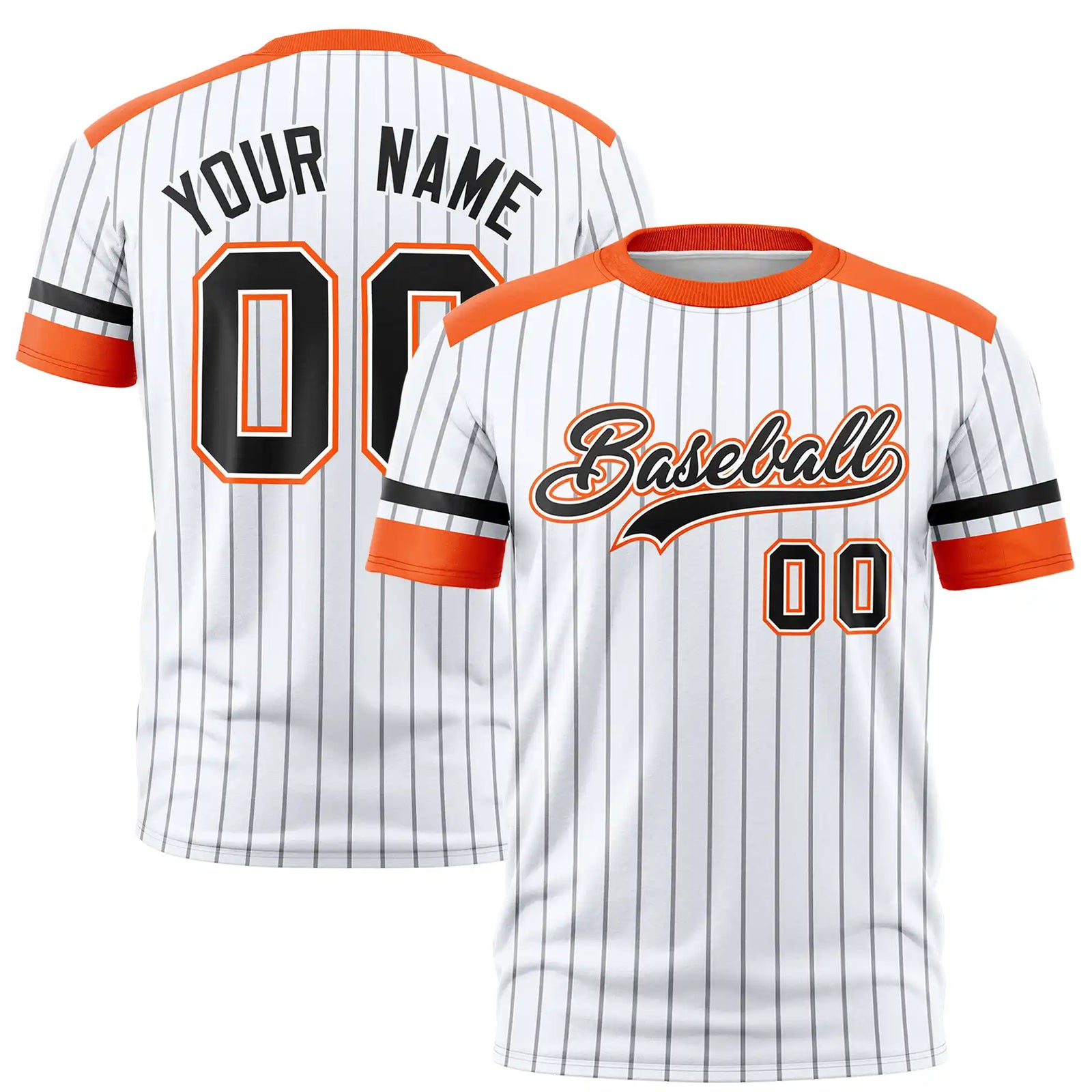 Custom White Gray-Orange Pinstripe Pattern Design Performance T-Shirt