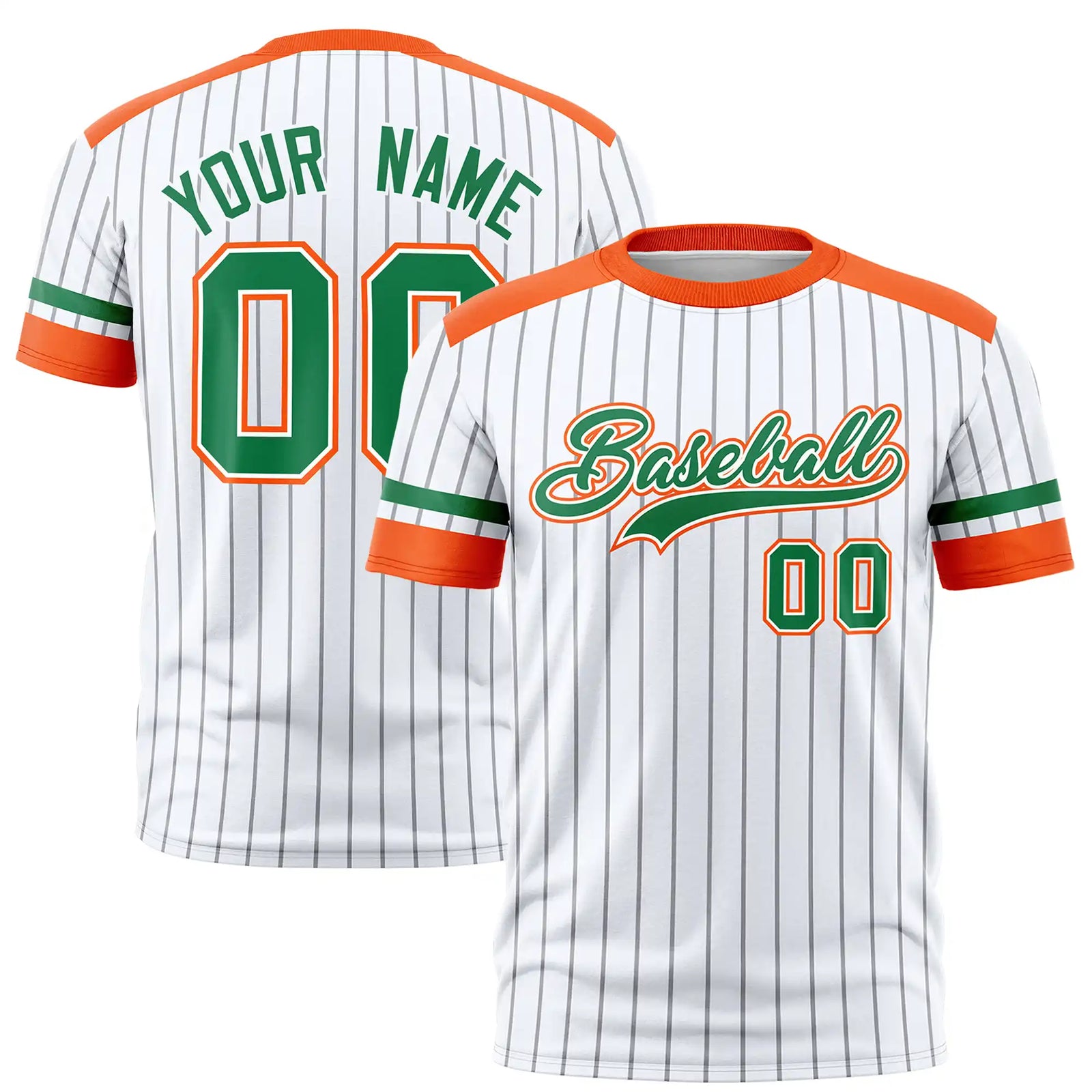 Custom White Gray-Orange Pinstripe Pattern Design Performance T-Shirt