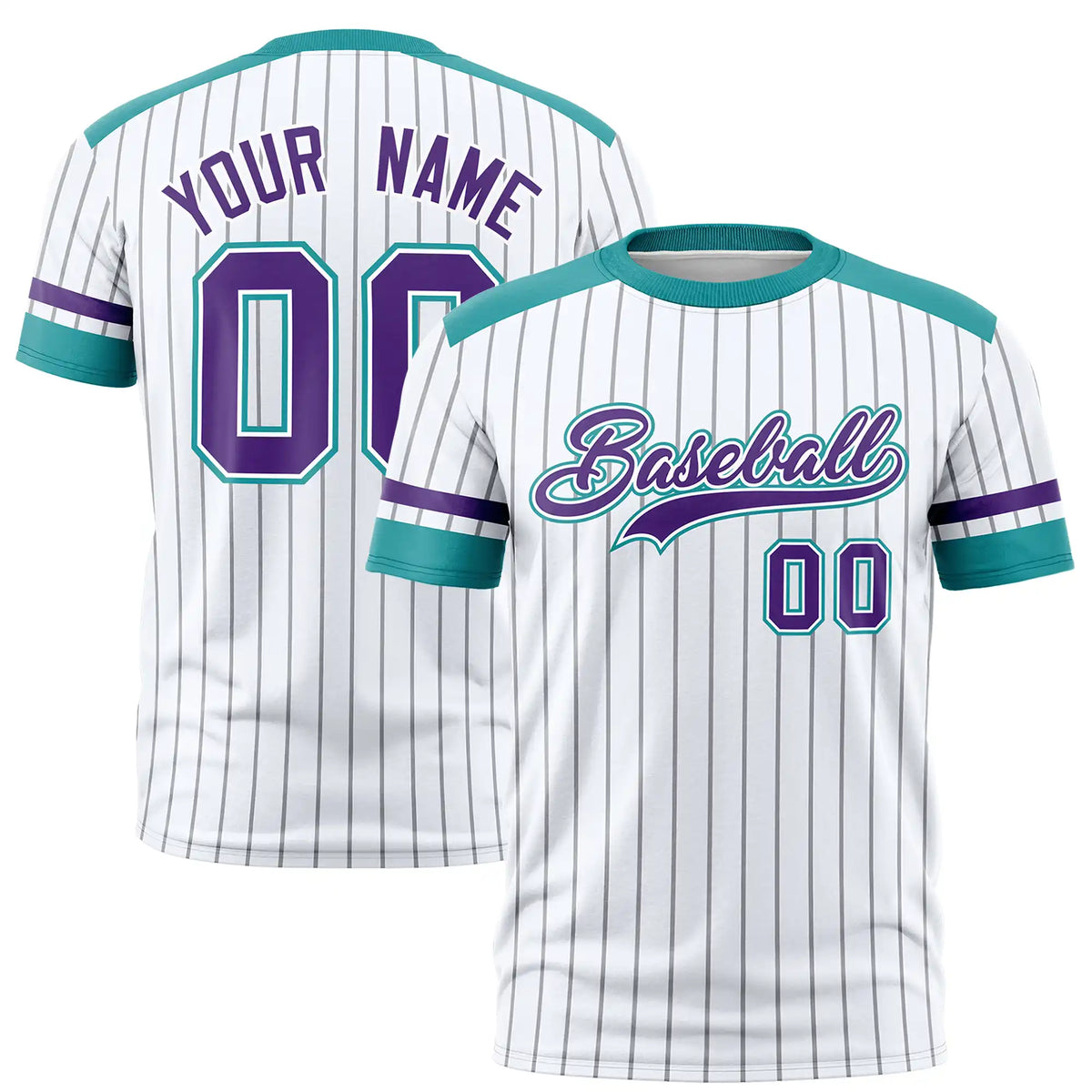 Custom White Gray-Aqua Pinstripe Pattern Design Performance T-Shirt