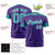 Custom Purple Aqua-Aqua Pinstripe Pattern Design Performance T-Shirt