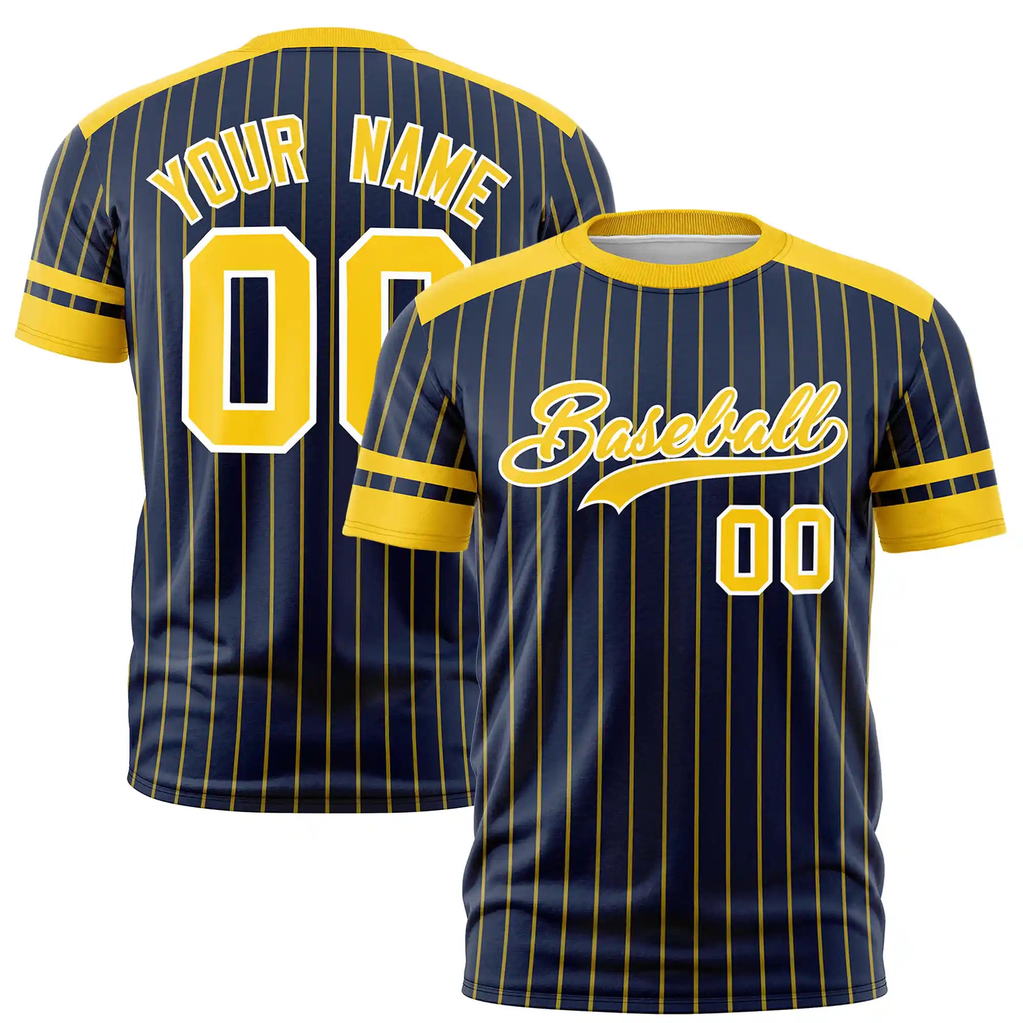 Custom Navy Gold01-Gold01 Pinstripe Pattern Design Performance T-Shirt