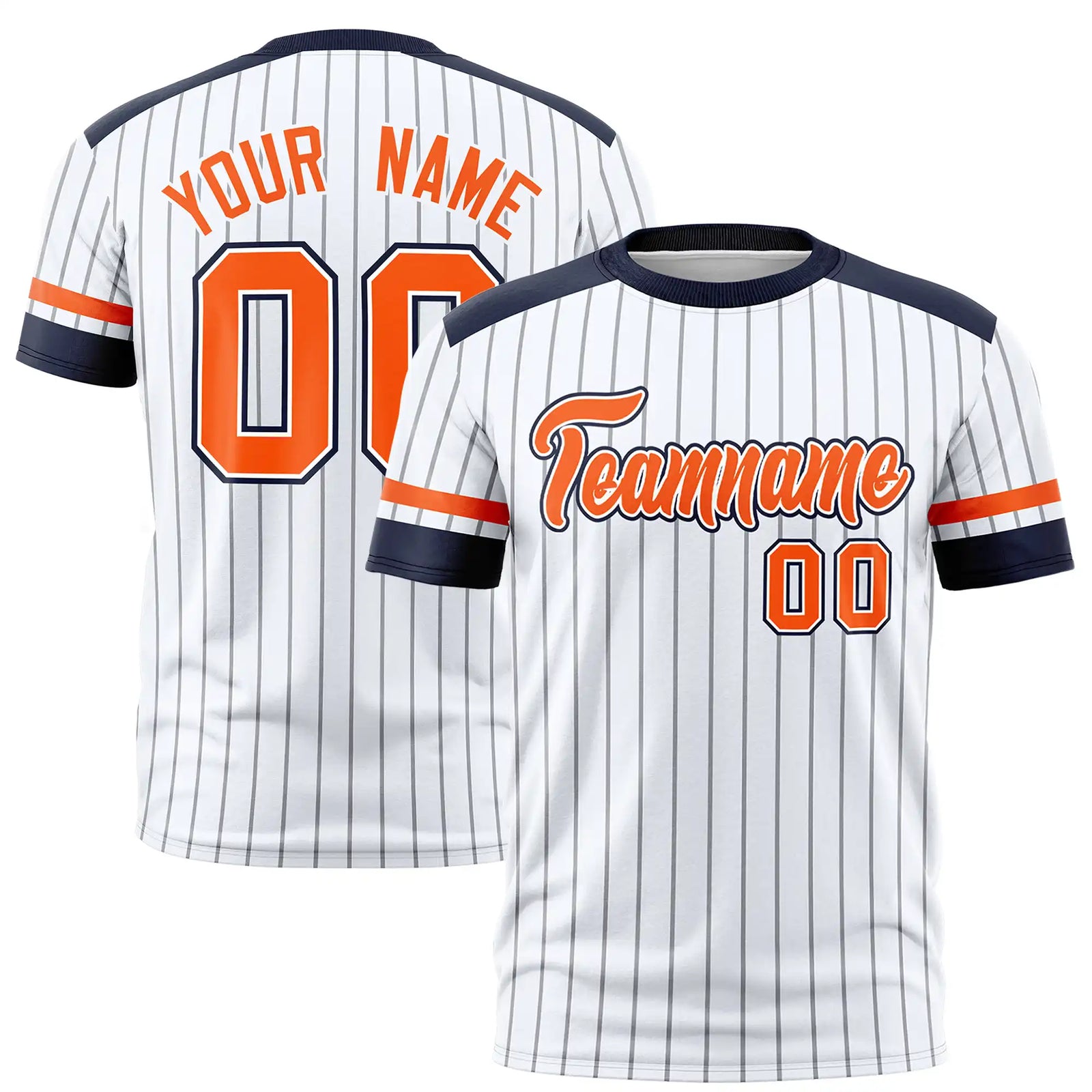Custom White Gray-Navy Pinstripe Pattern Design Performance T-Shirt